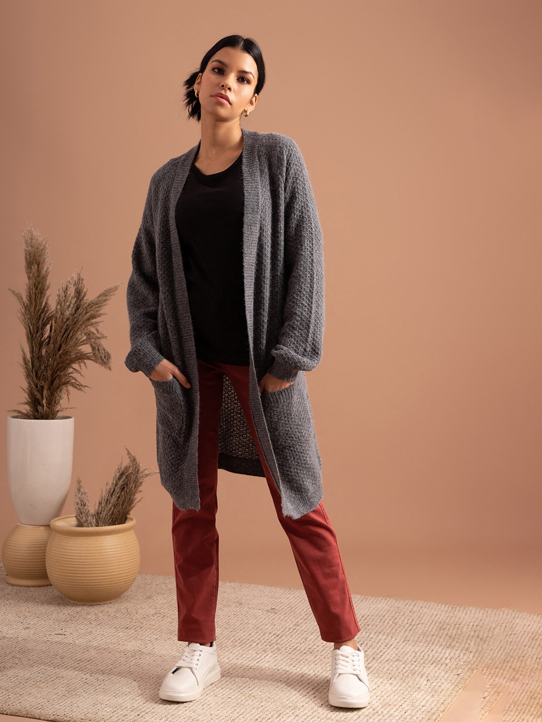 

B.Copenhagen Cable Knit Longline Cardigan, Blue