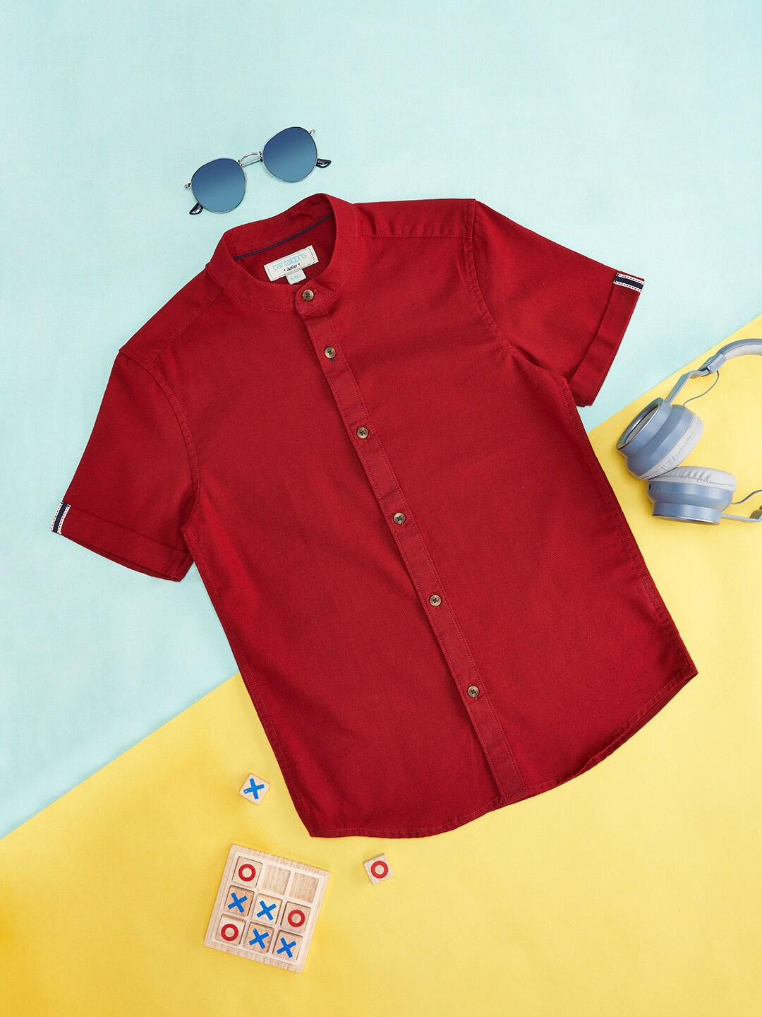 

Pantaloons Junior Boys Band Collar Cotton Casual Shirt, Maroon
