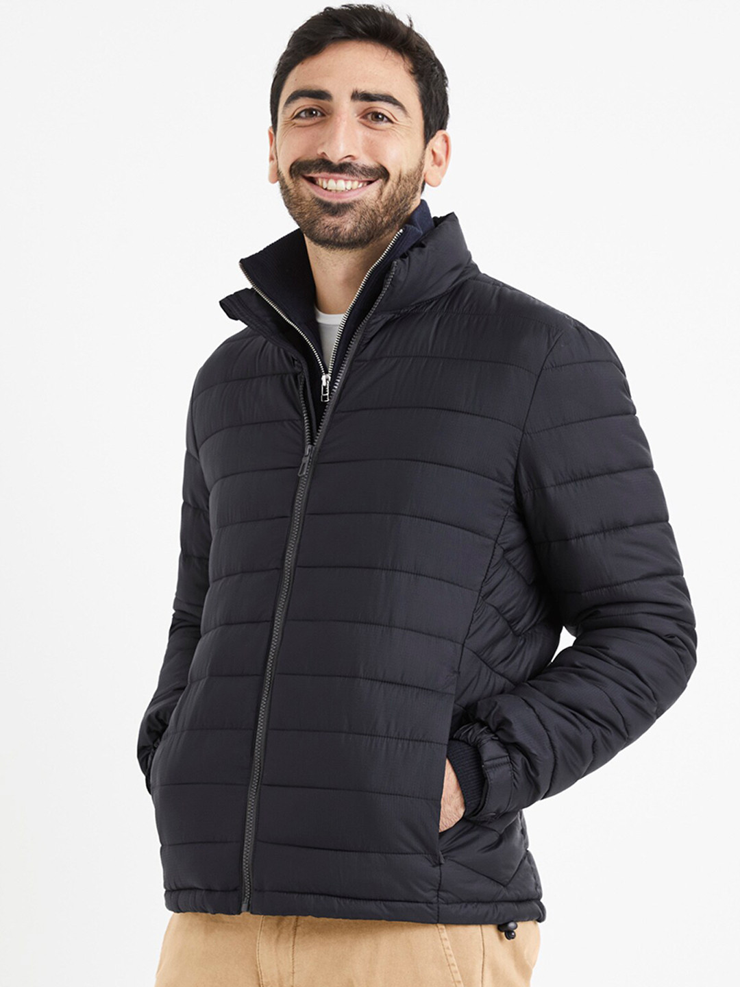 

Celio Stand Collar Zip Detail Padded Jacket, Grey