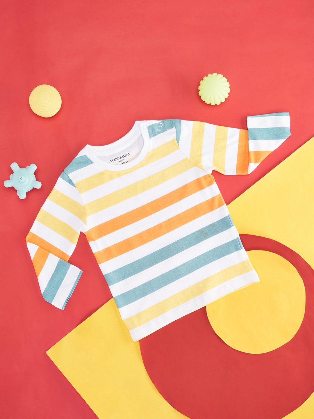 

Pantaloons Baby Boys Striped Cotton T-shirt, White
