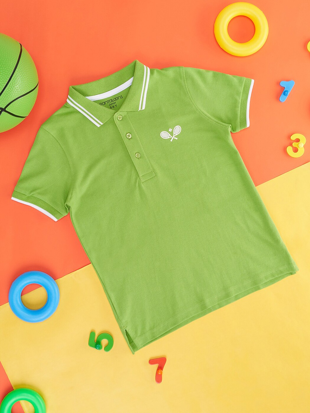 

Pantaloons Junior Boys Polo Collar T-shirt, Lime green