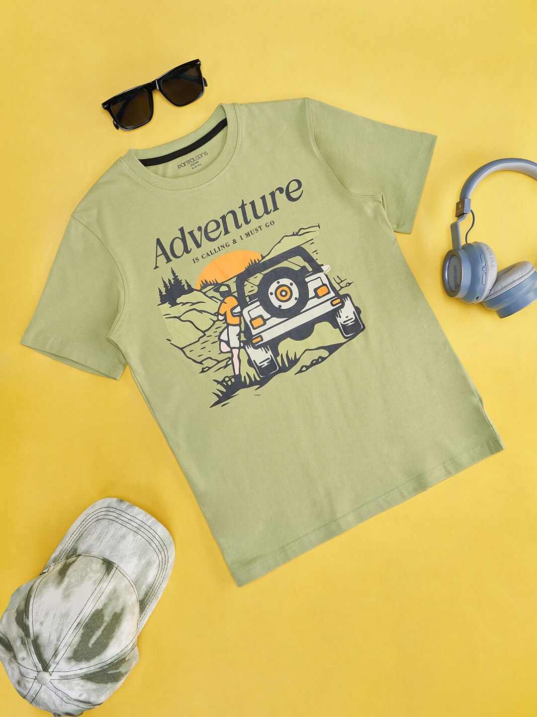 

Pantaloons Junior Boys Graphic Printed T-shirt, Olive