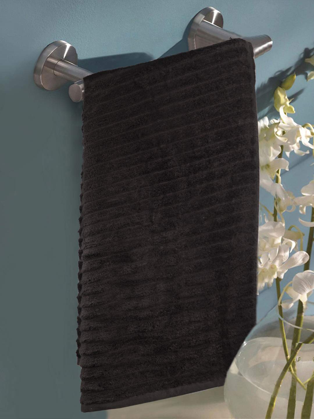 

SWHF Black Self-Designed 600 GSM Cotton Bath Towel
