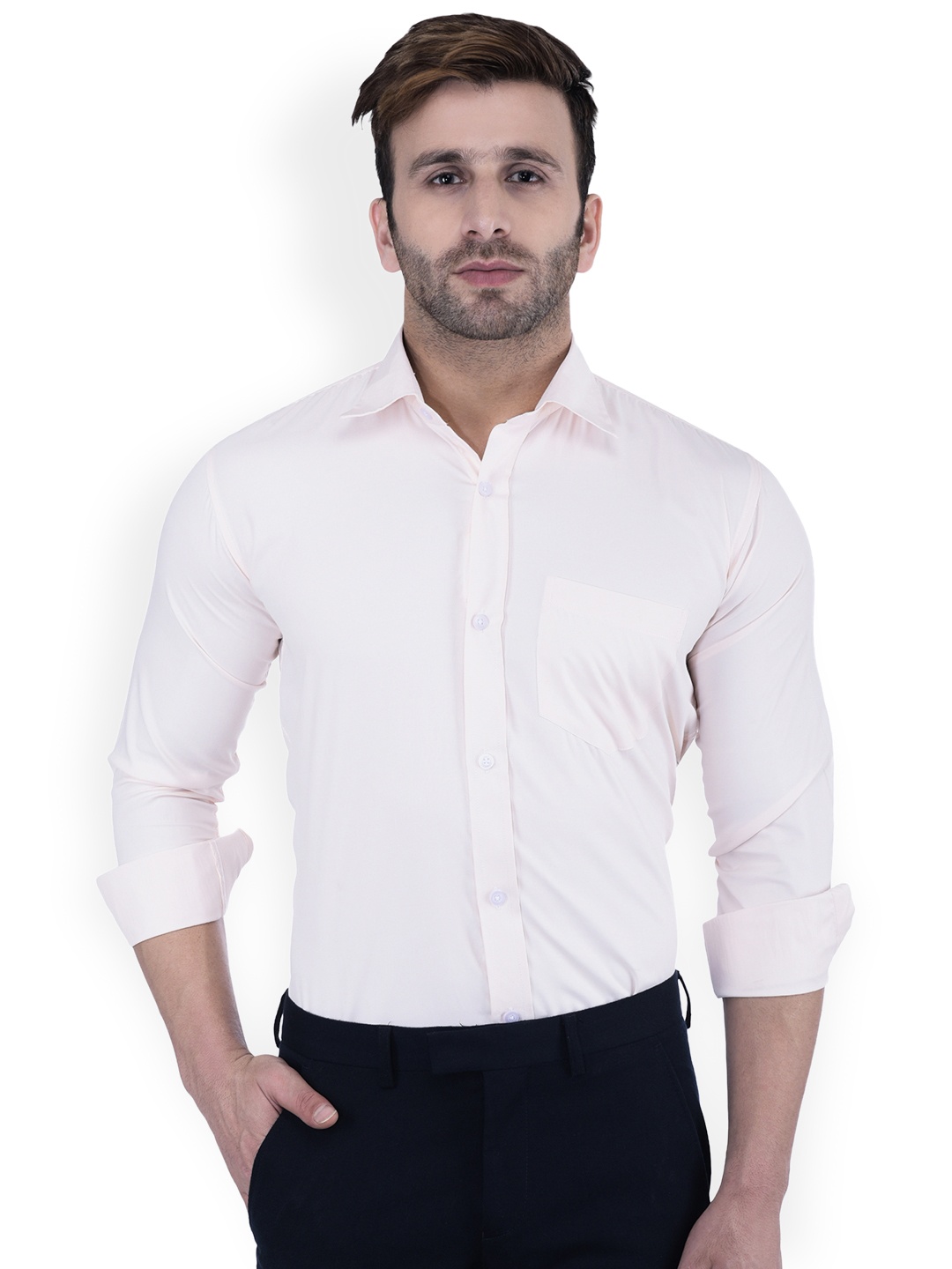 

Hangup Men Pink Regular Fit Solid Formal Shirt