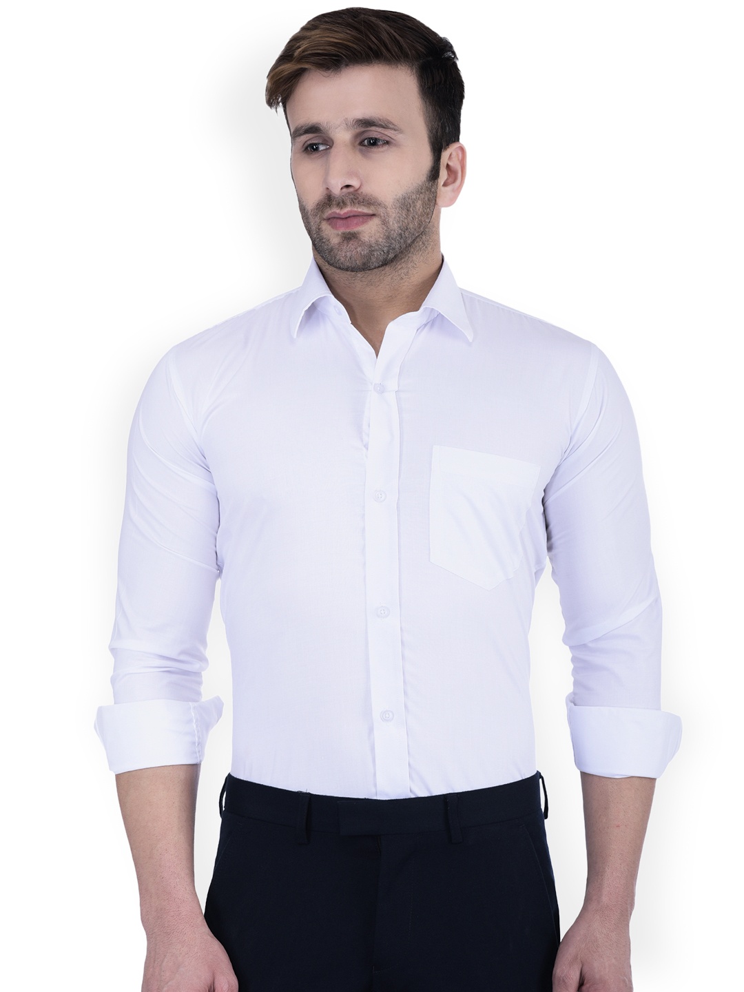 

Hangup Men White Regular Fit Solid Formal Shirt
