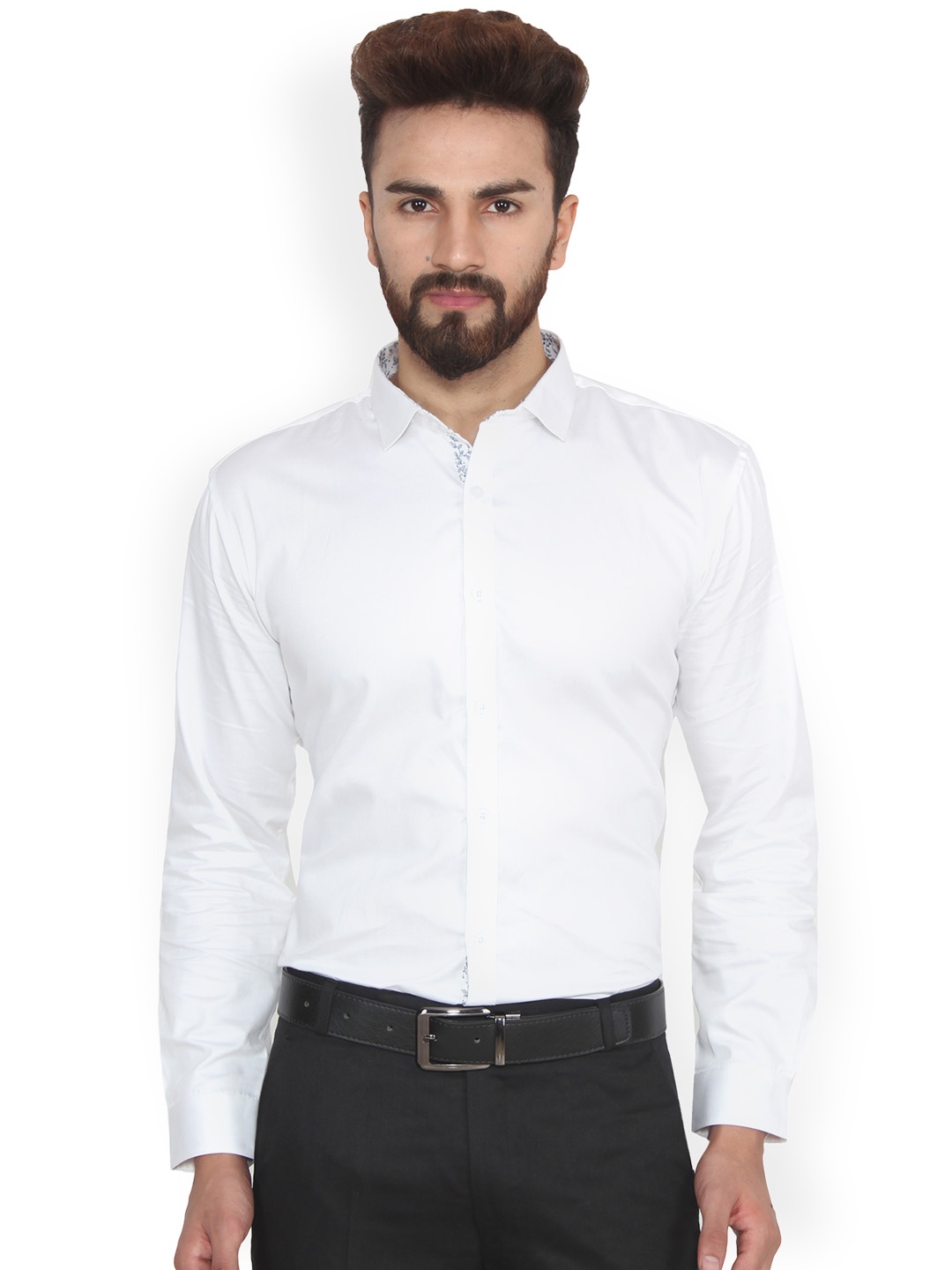 

Hangup Men White Regular Fit Solid Formal Shirt