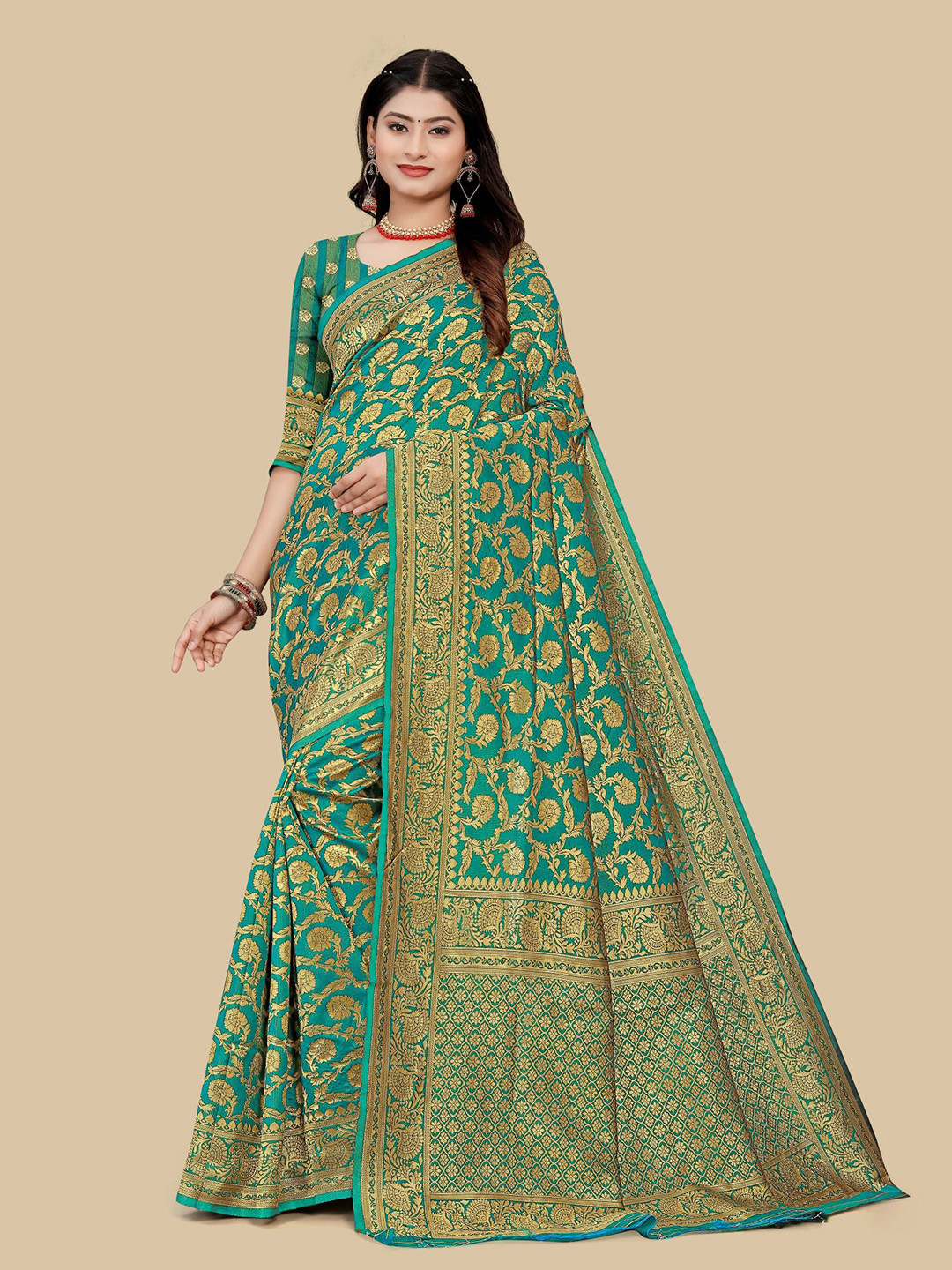 

Dori Ethnic Motifs Woven Design Zari Art Silk Saree, Blue