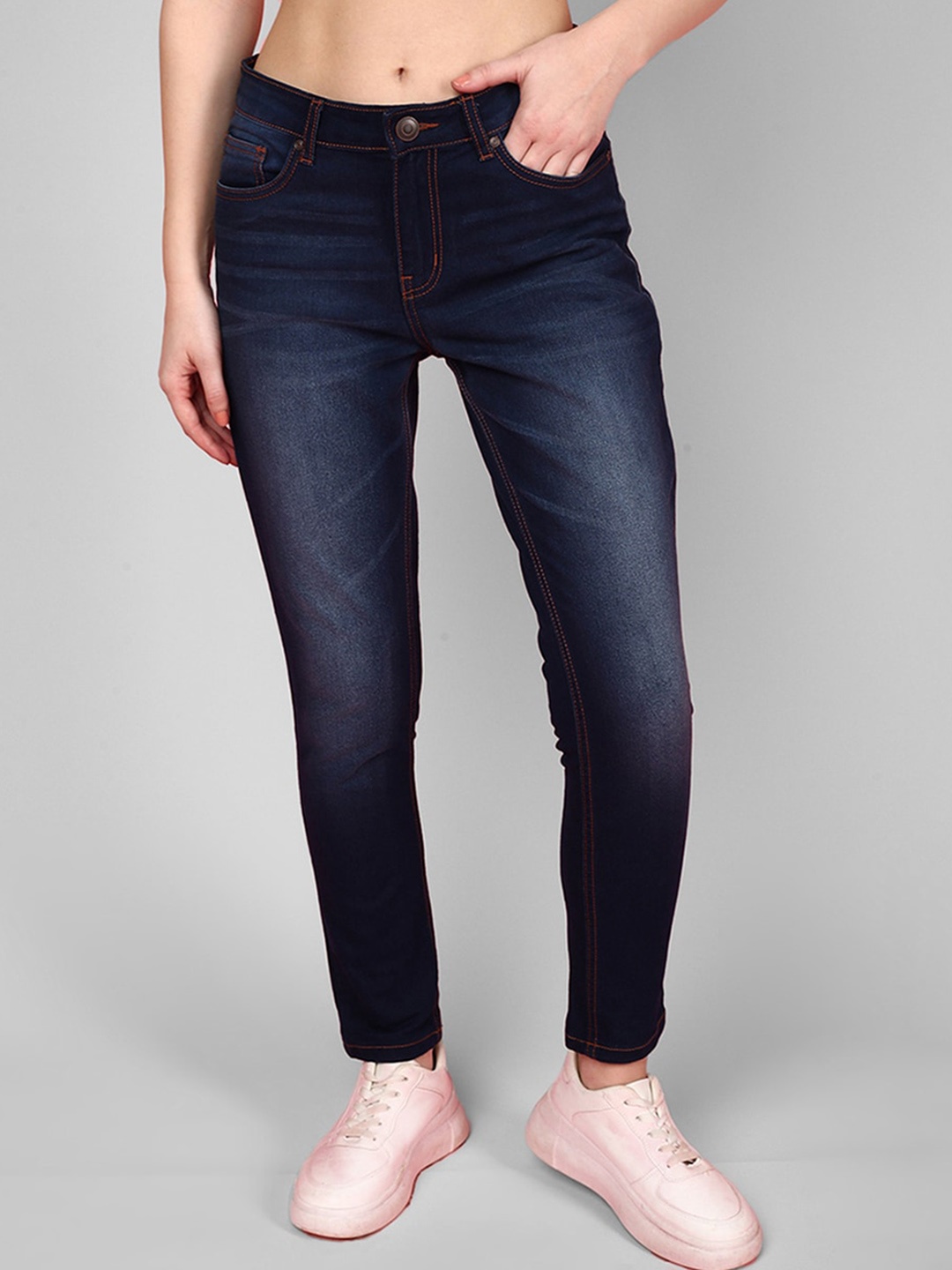 

JUNEBERRY Women Original Slim Fit Light Fade Cotton Stretchable Jeans, Blue