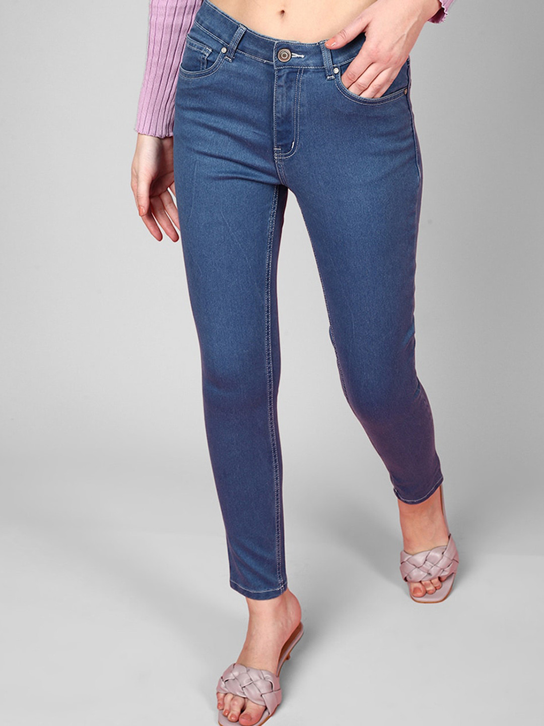 

JUNEBERRY Women Skin Tight Skinny Fit Low-Rise Cotton Stretchable Jeans, Blue