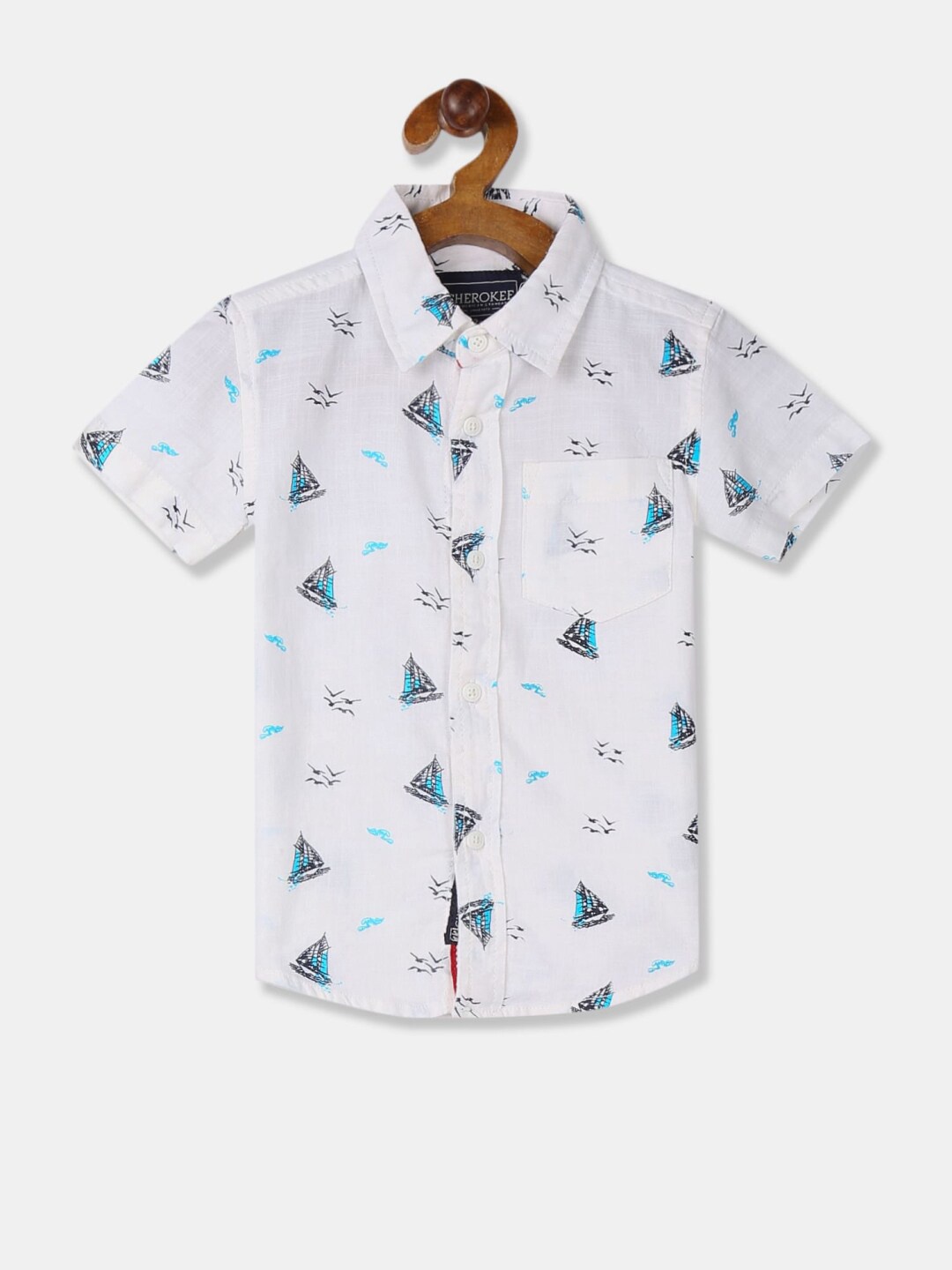 

V-Mart Boys Conversational Printed Cotton Shirt, White