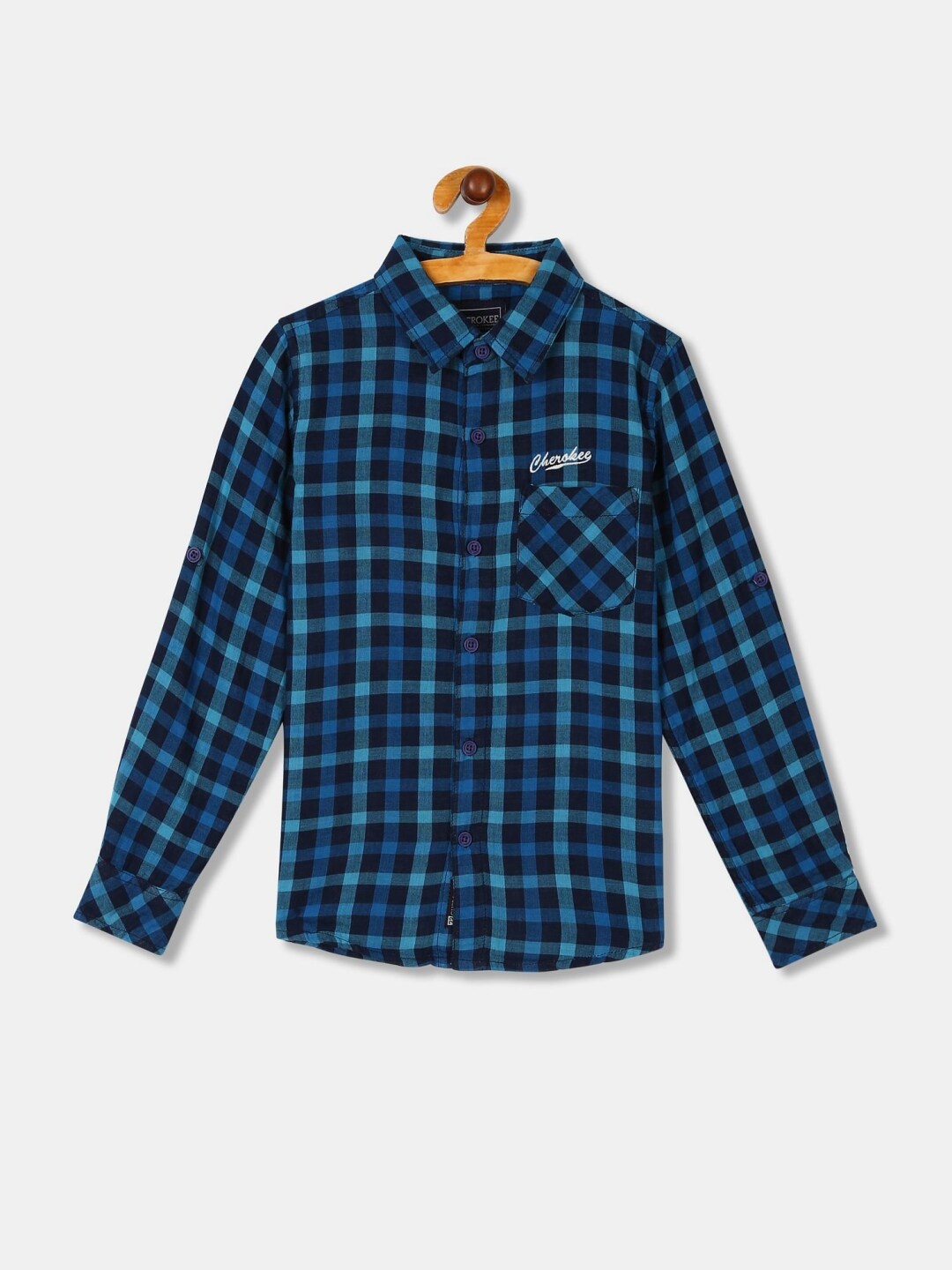 

V-Mart Boys Buffalo Checked Cotton Casual Shirt, Blue