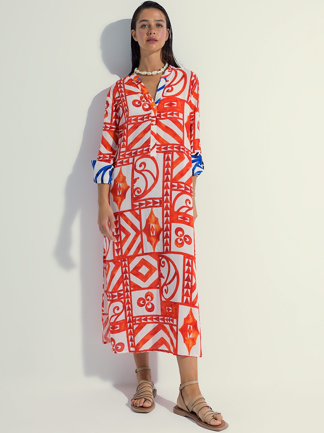 

DeFacto Printed Swimwear Cover-up Dress, Red