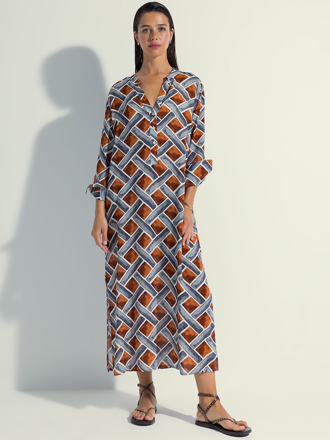 

DeFacto Printed Swimwear Cover-Up Dress, Grey