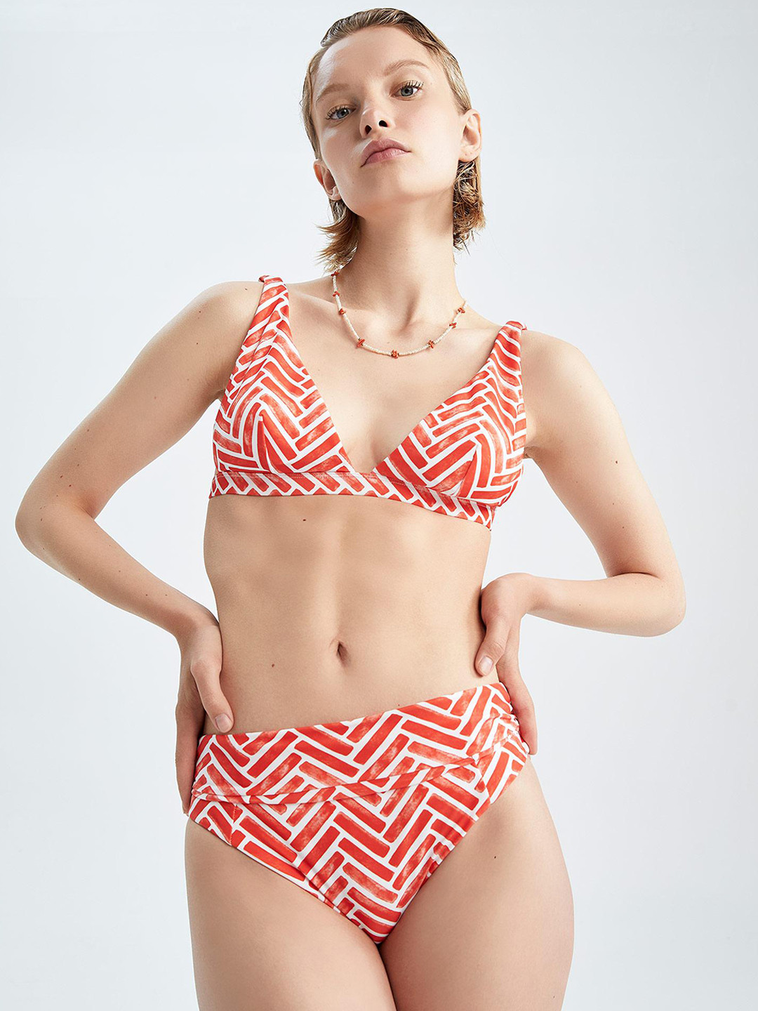 

DeFacto Striped Bikini Swimwear Set, Orange