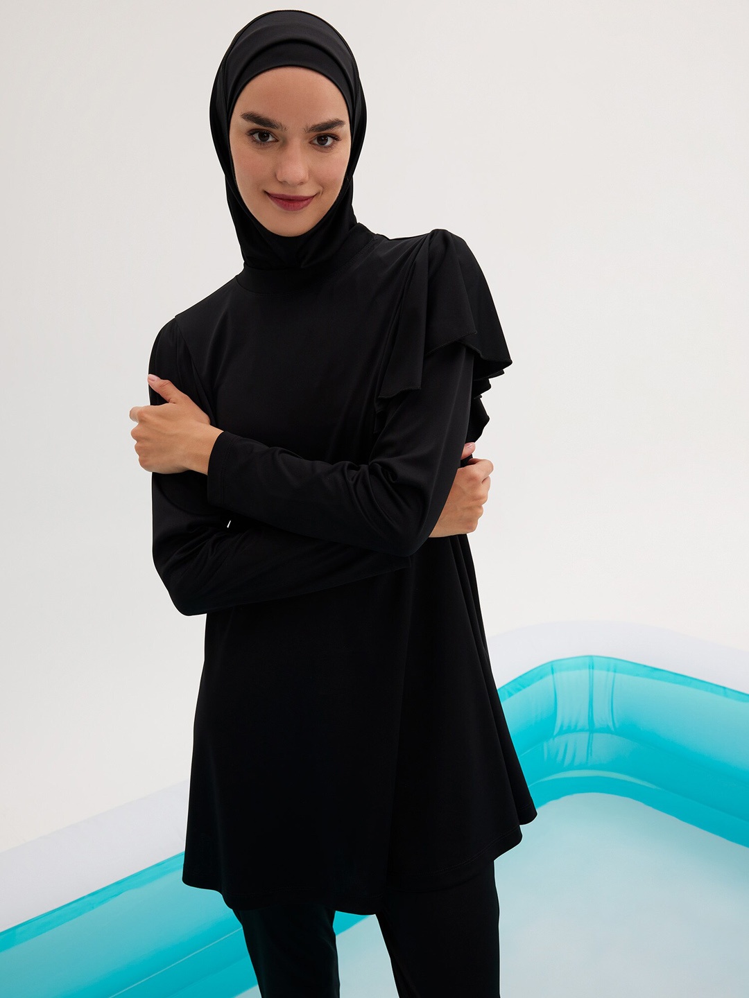 

DeFacto High Neck Hijab Swimwear Dress, Black