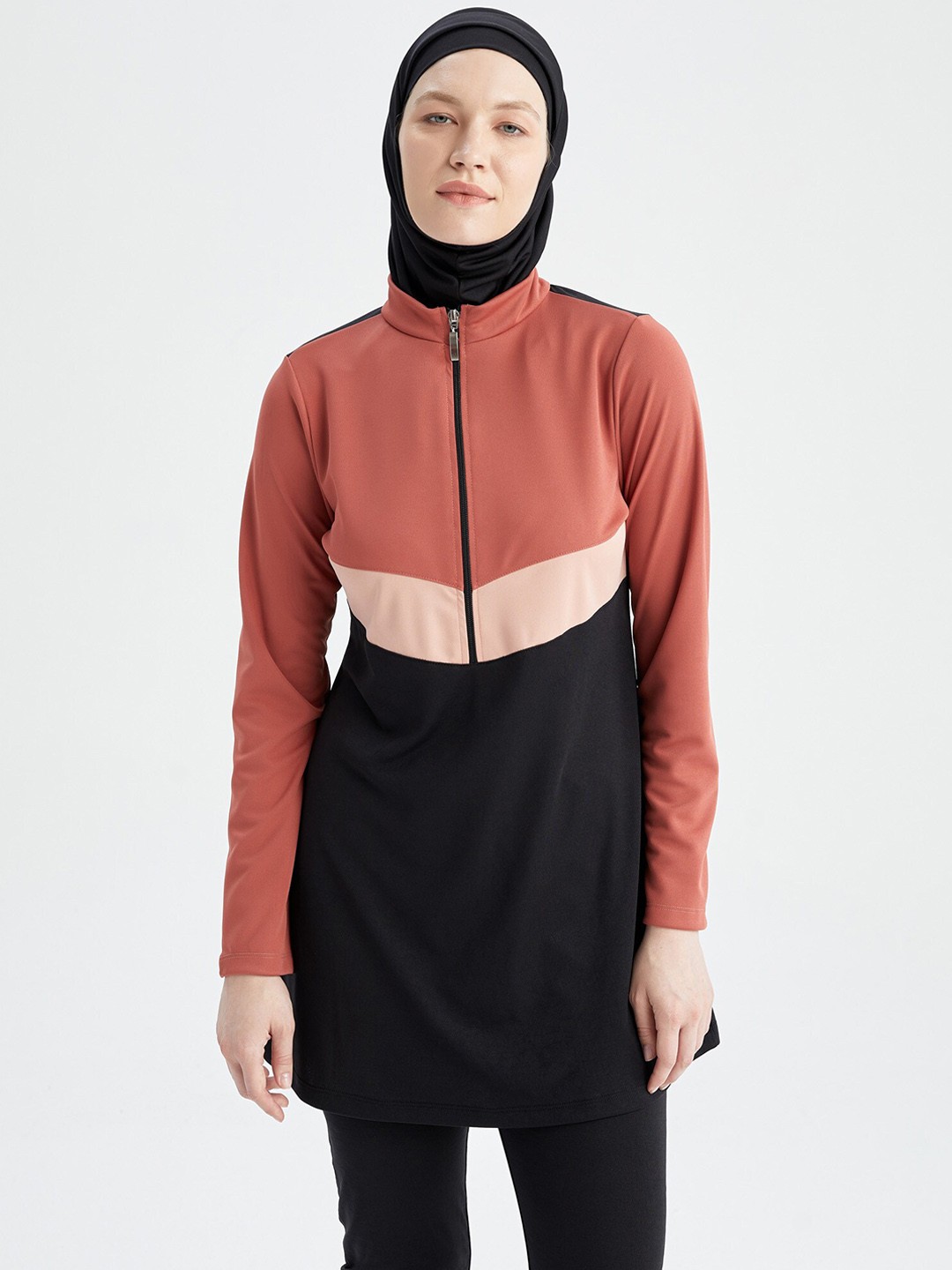 

DeFacto Colourblocked Hijab Swimwear Set, Black