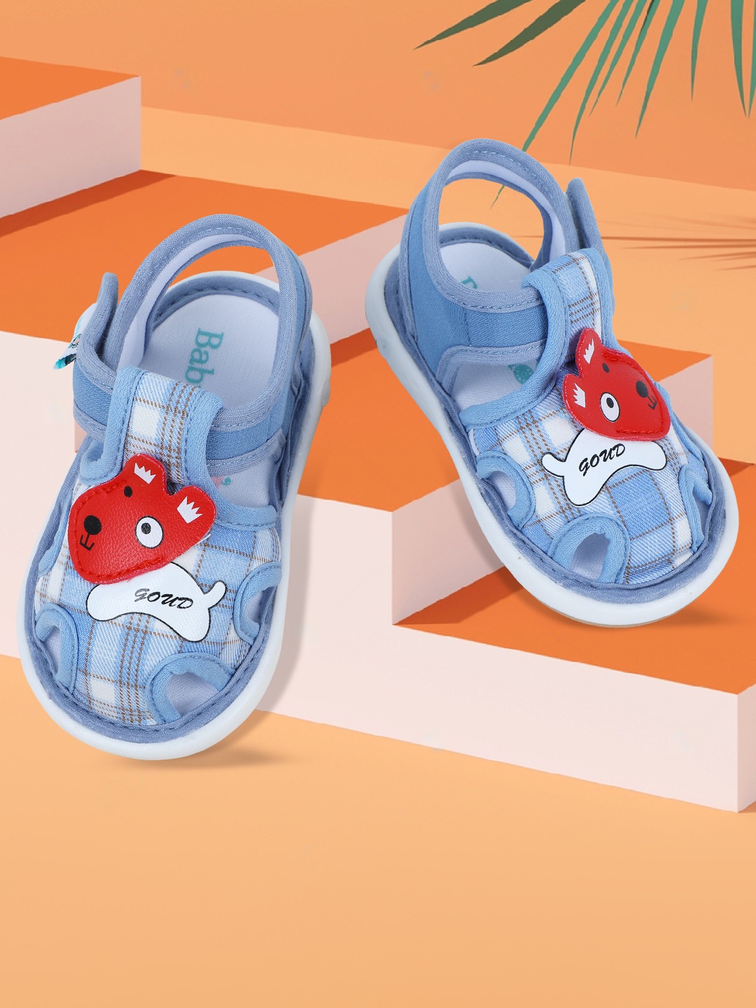 

Baby Moo Infants Checked Chu-Chu Sound Anti-Skid Comfort Sandals, Blue