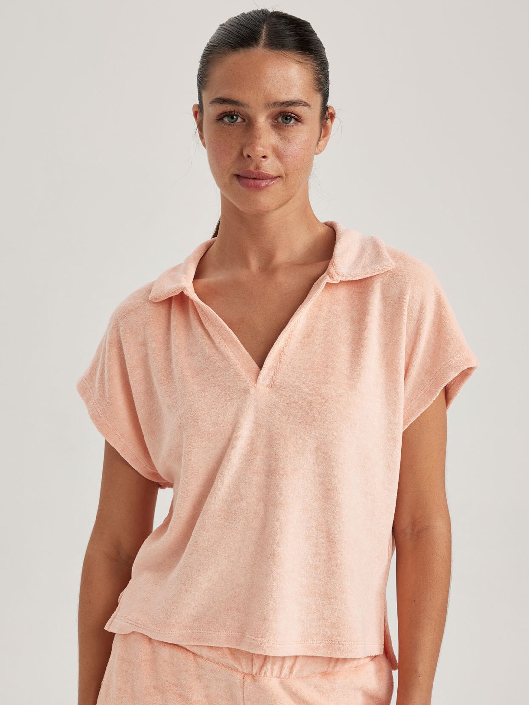 

DeFacto Polo Collar Casual T-shirt, Peach