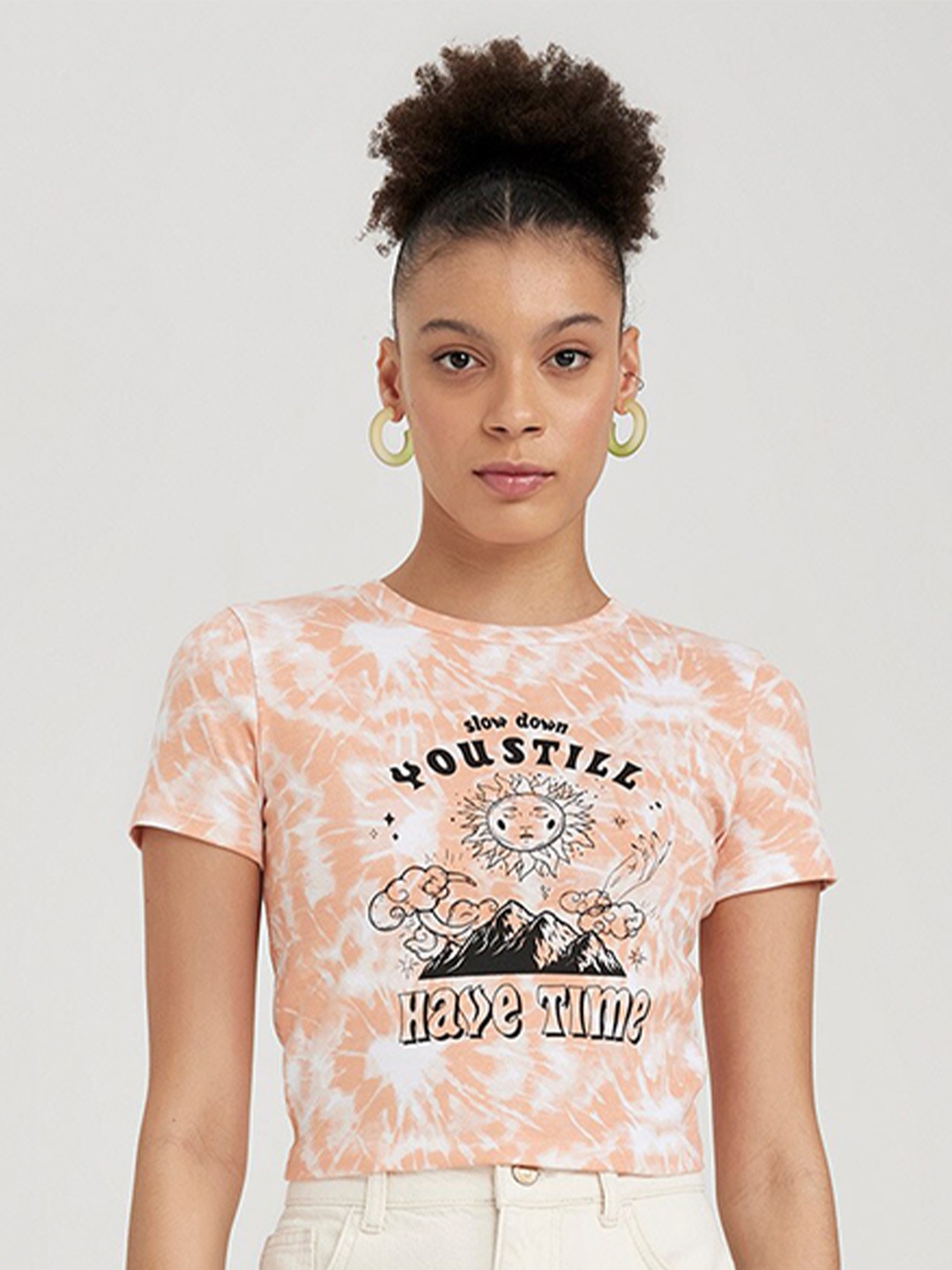 

DeFacto Typography Printed Round Neck T-shirt, Orange