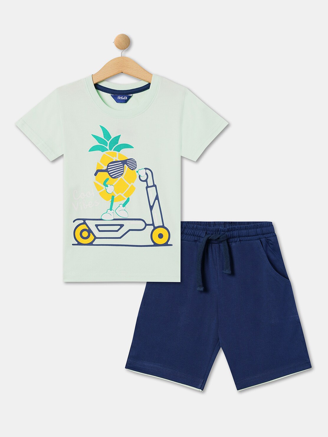 

R&B Boys Graphic Printed T-Shirt and Shorts, Blue
