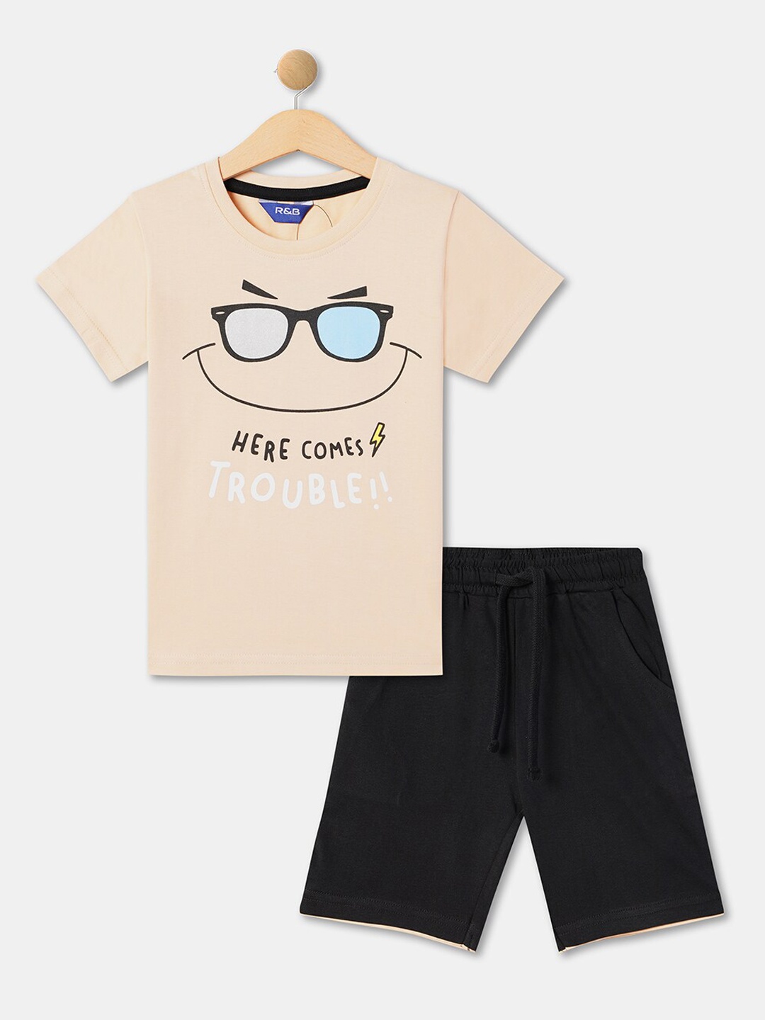 

R&B Boys Typography Printed T-Shirt and Shorts, Pink