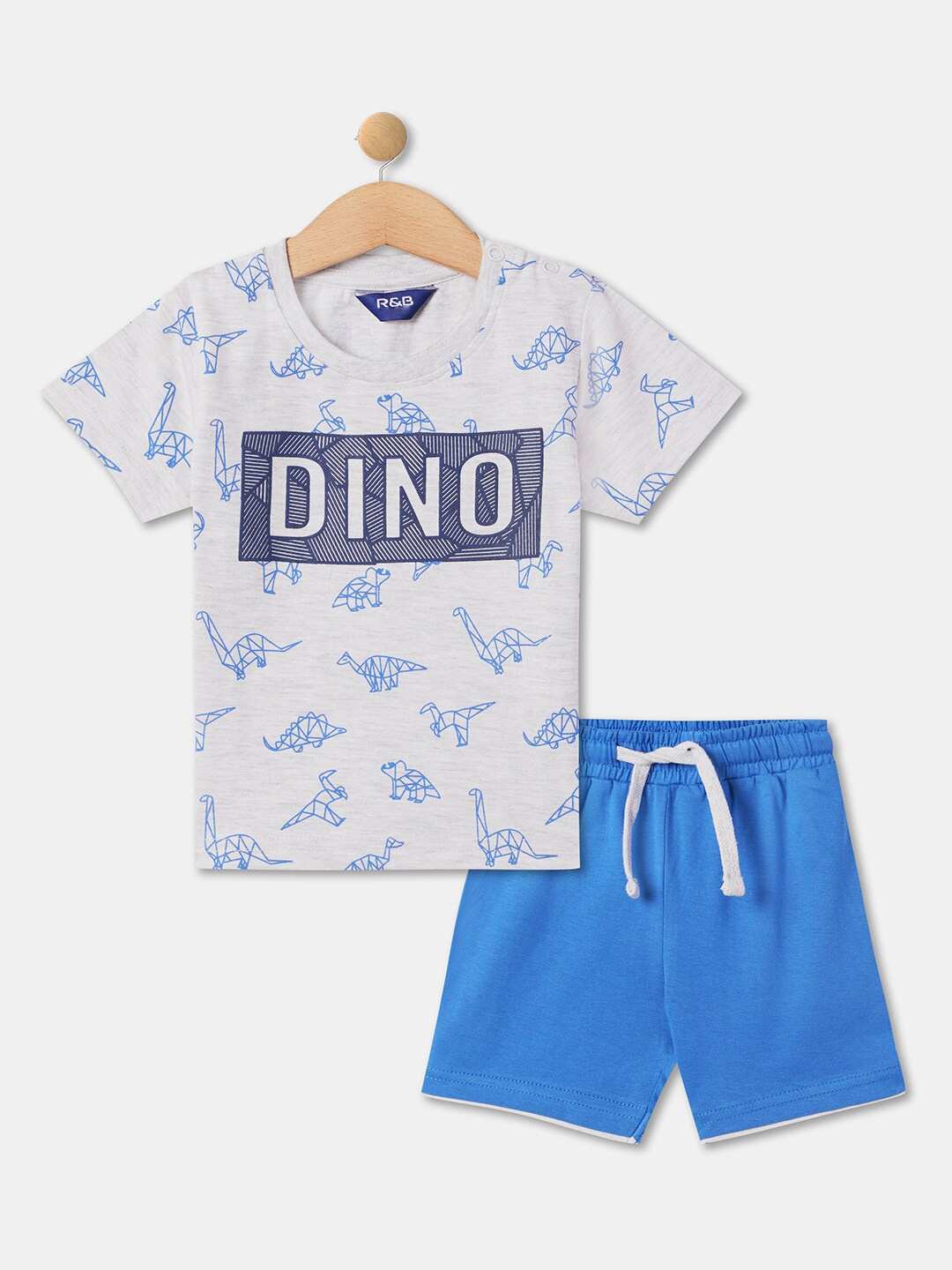 

R&B Boys Graphic Printed T-Shirt and Shorts, Grey