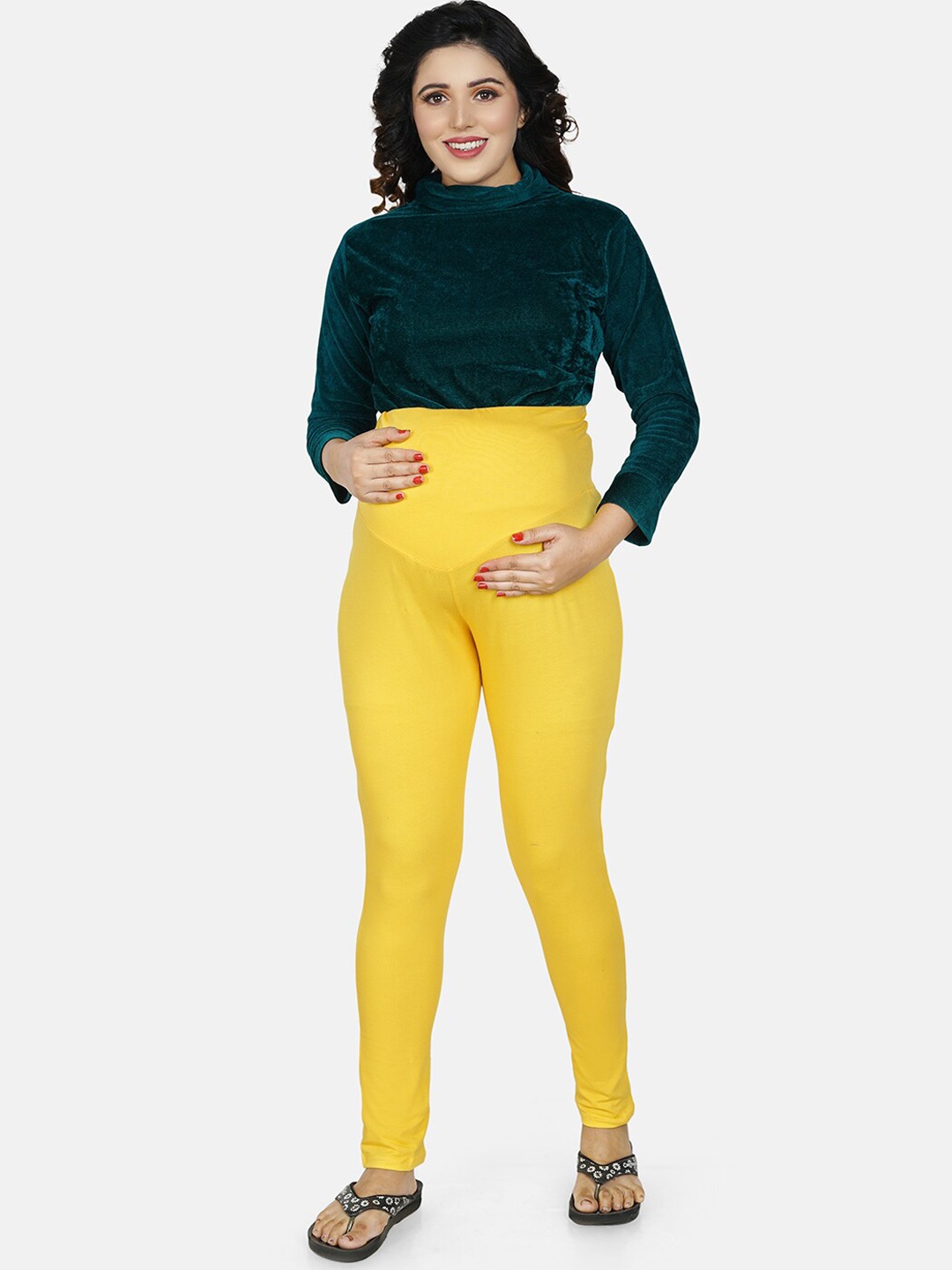 

Baby Moo Mid-Rise Cotton Ankle-Length Maternity Leggings, Yellow