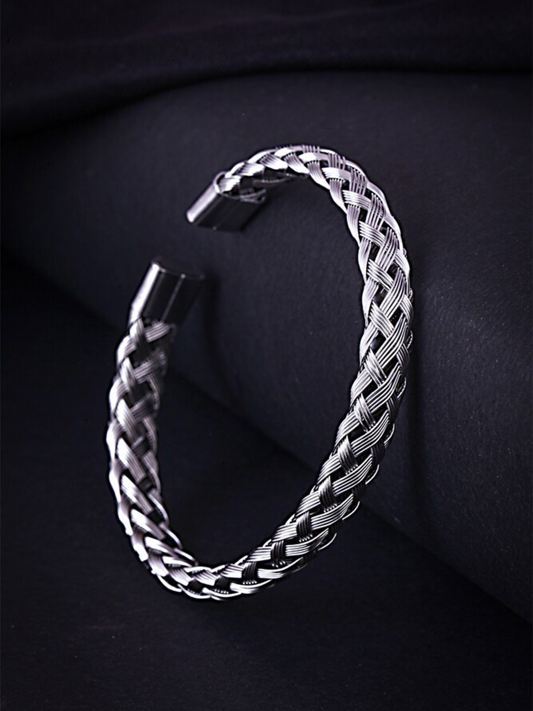 

MEENAZ Men Silver-Plated Cuff Bracelet