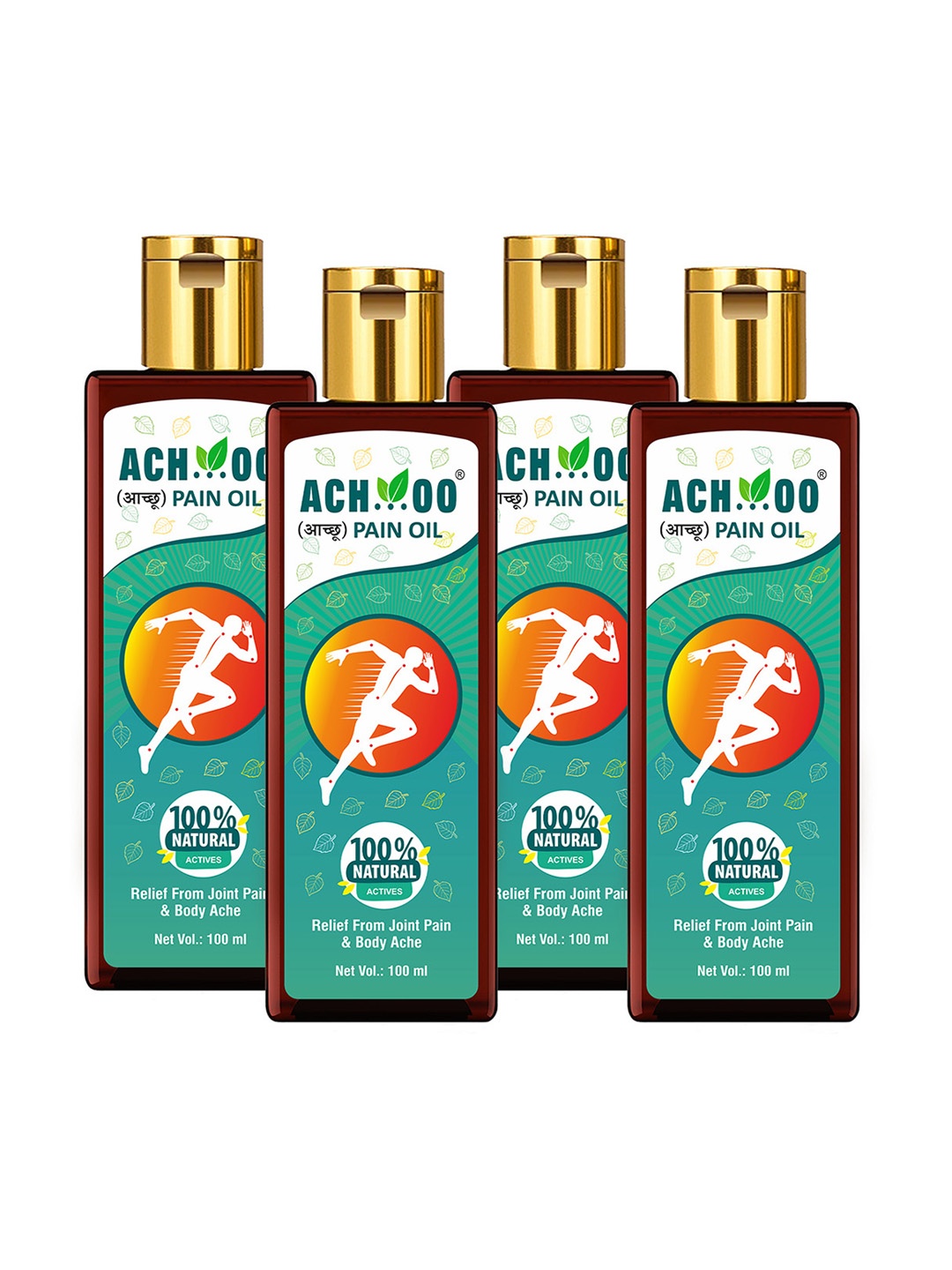 

ACHOO Pack of 4 Pain Relief Oil- 100 ml Each, Green