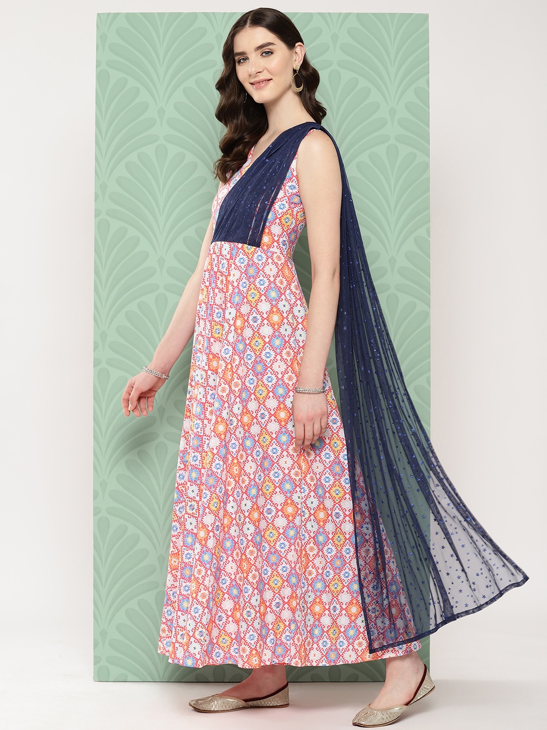 

Ahalyaa Abstract Printed Empire Ethnic Dress, Multi