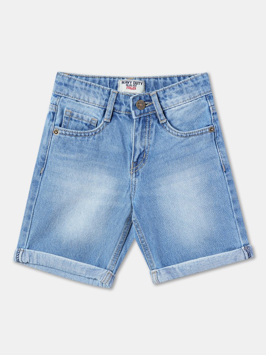 

R&B Boys Washed Cotton Denim Shorts, Blue