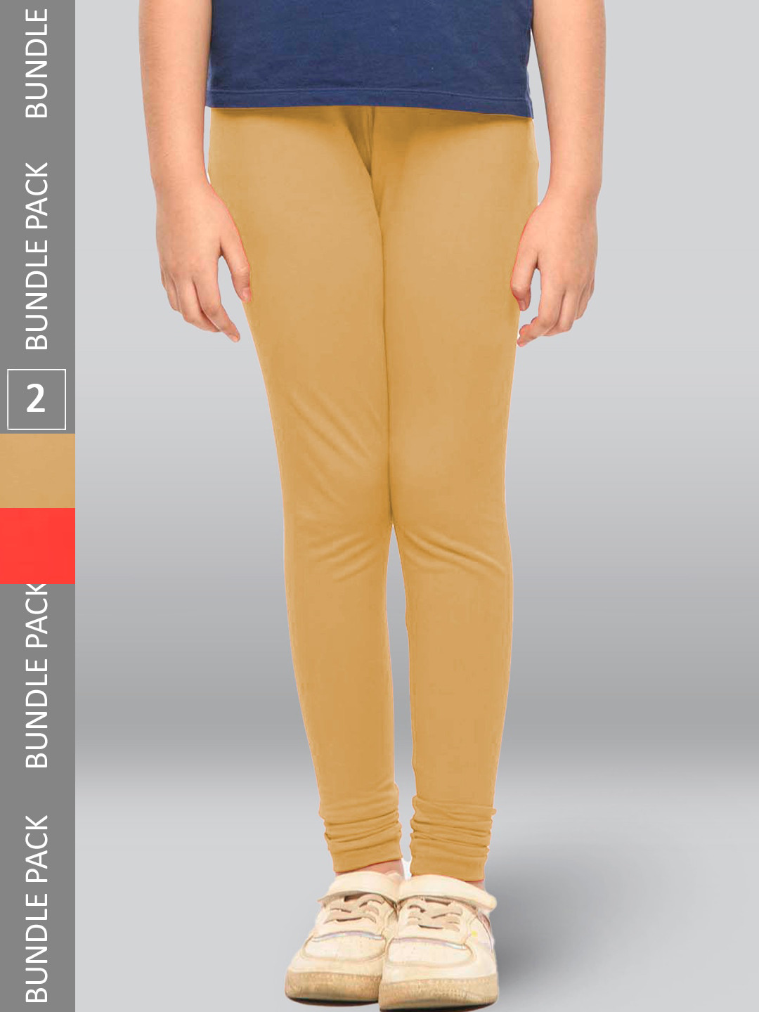 

LYRA Girls Pack Of 2 Churidar Length Cotton Breathable Leggings, Red