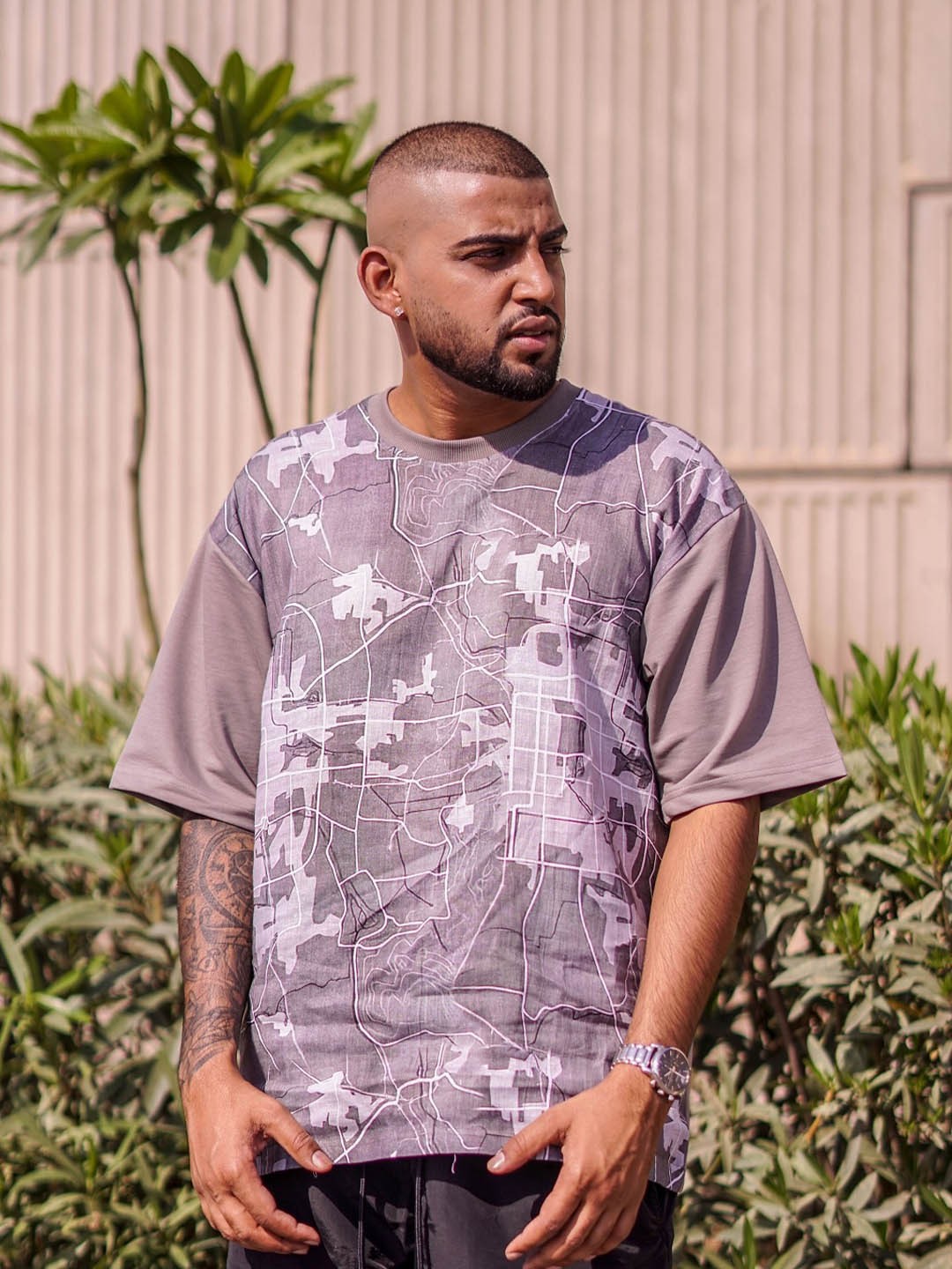 

ADDY'S for men Printed Linen Loose T-shirt, Purple