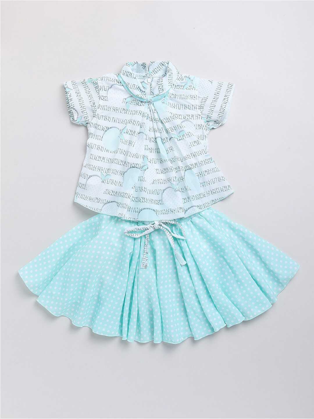 

YK Girls Printed Pure Cotton Top with Skirt, Blue
