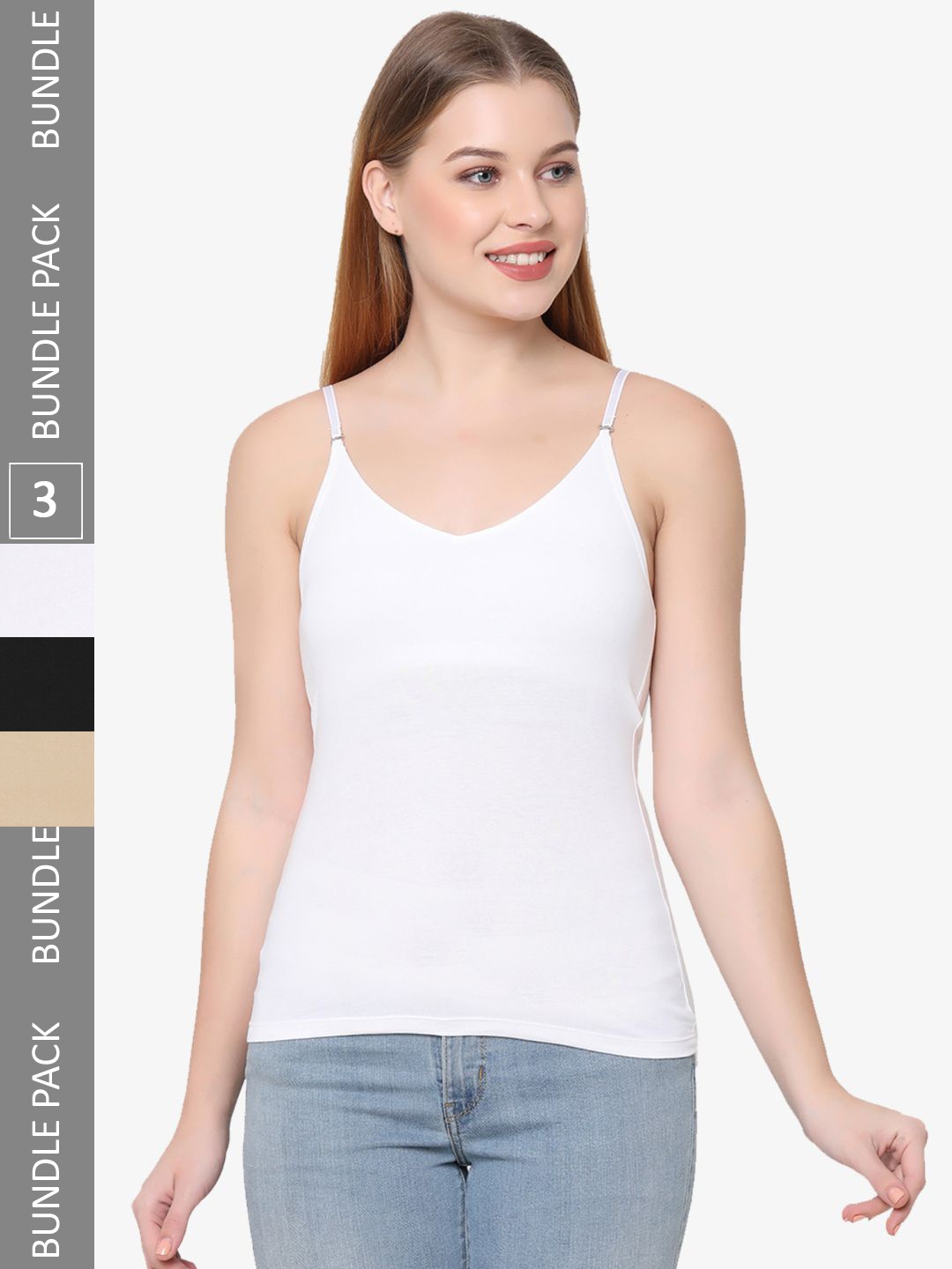

Soie Pack Of 3 Non-Padded Camisoles, White