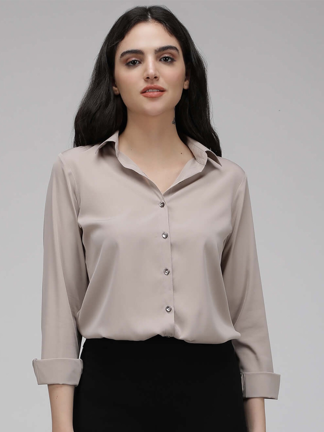 

IDK Crepe Shirt Style Top, Grey