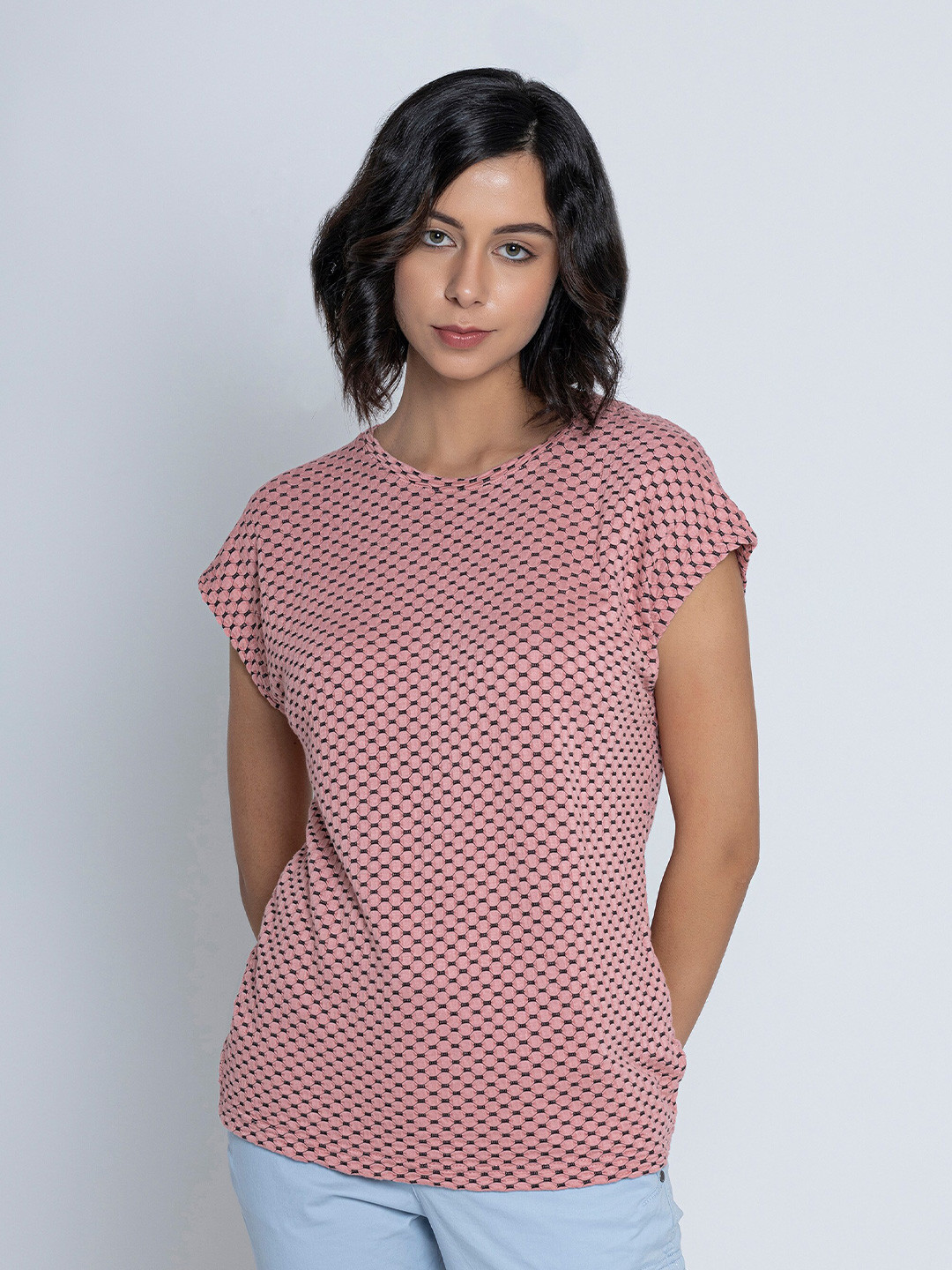 

B.Copenhagen Geometric Printed Round Neck T-shirt, Pink