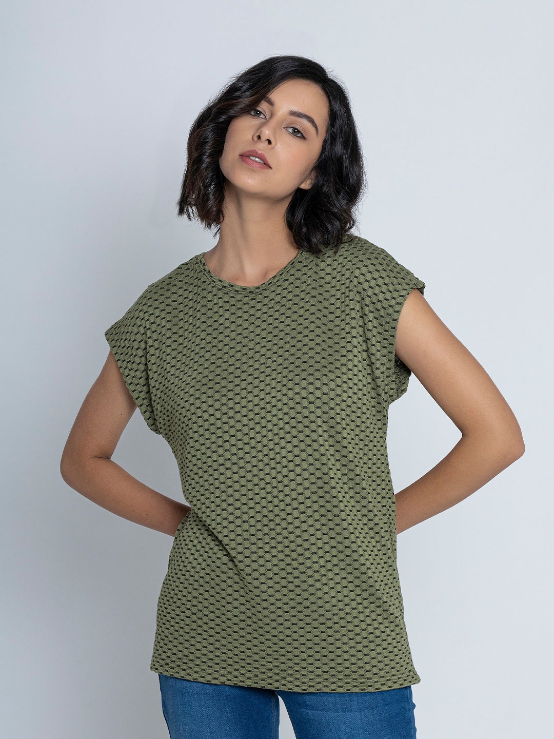 

B.Copenhagen Geometric Printed Extended Sleeve T-shirt, Green