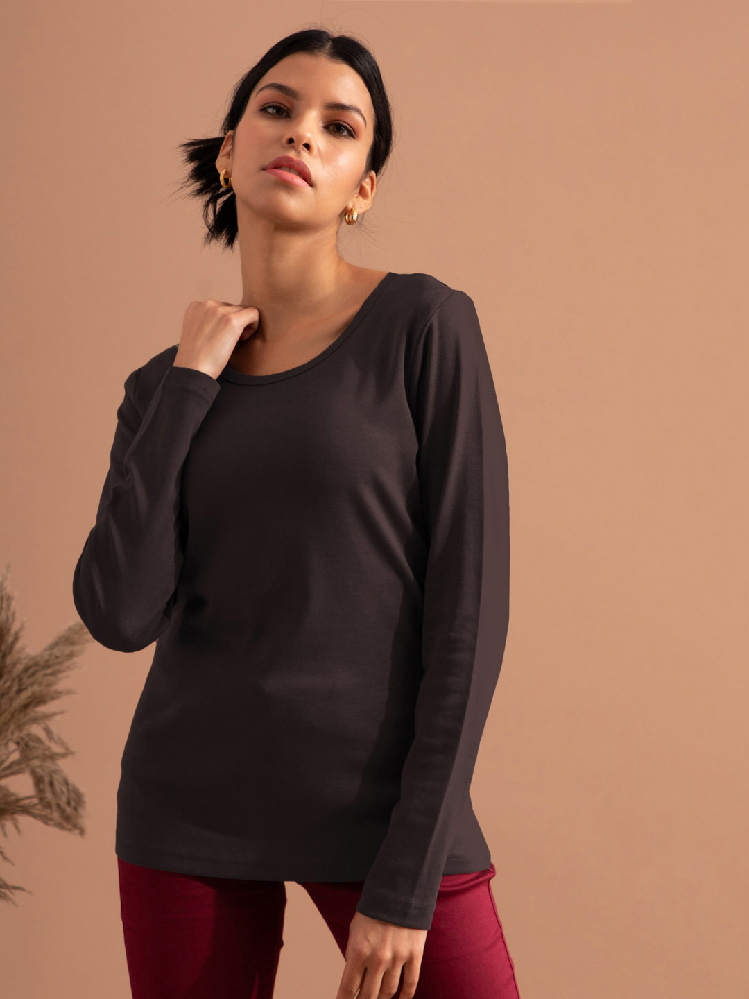 

B.Copenhagen Round Neck Long Sleeve Pure Cotton T-shirt, Black