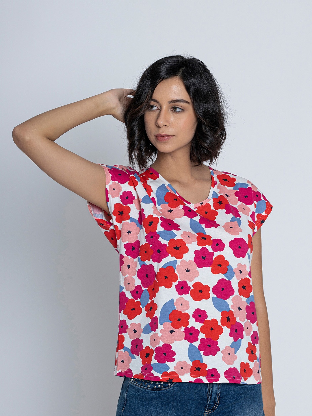 

B.Copenhagen Floral Printed Pure Cotton T-shirt, Pink