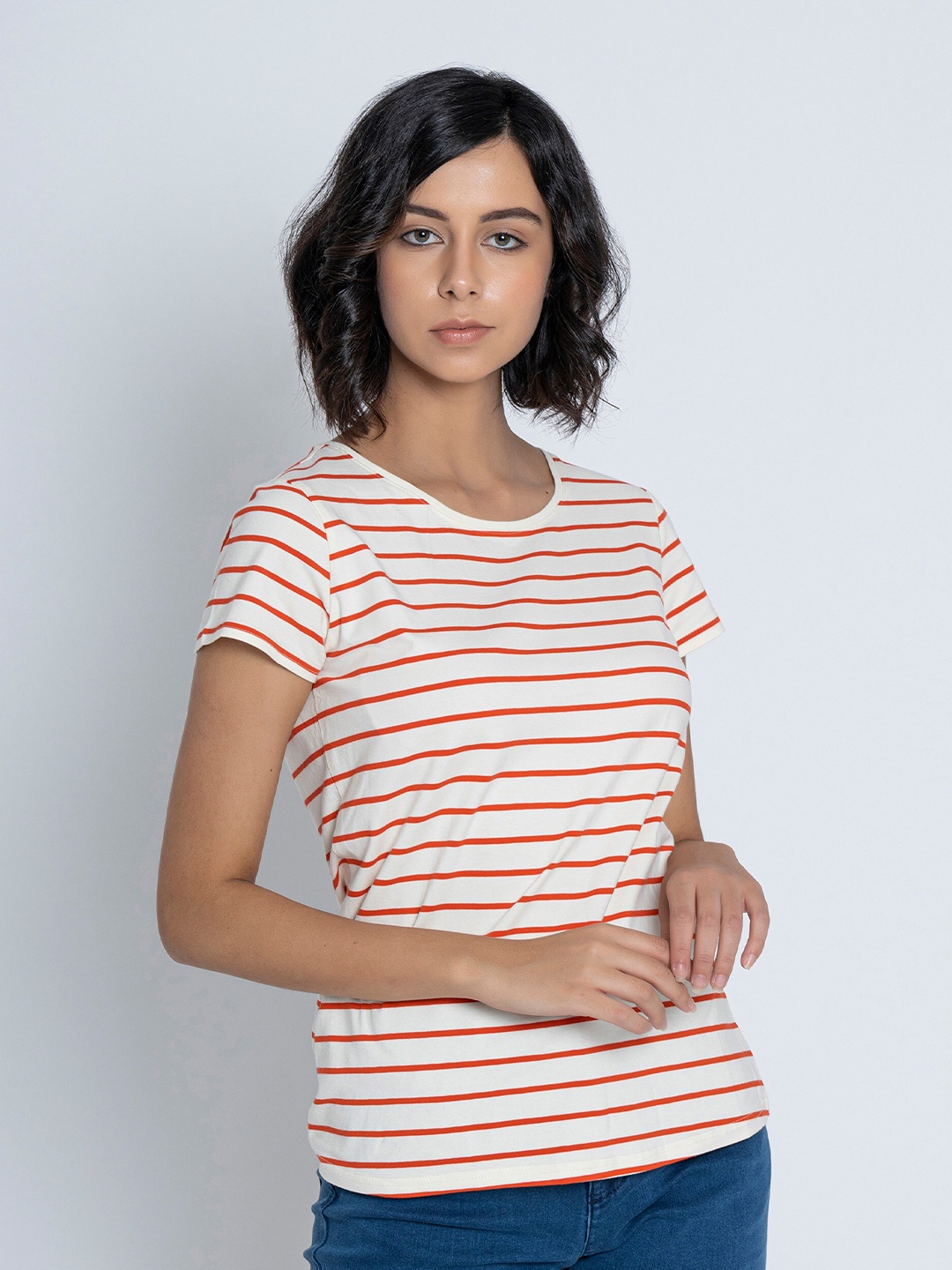 

B.Copenhagen Striped Round Neck T-shirt, White