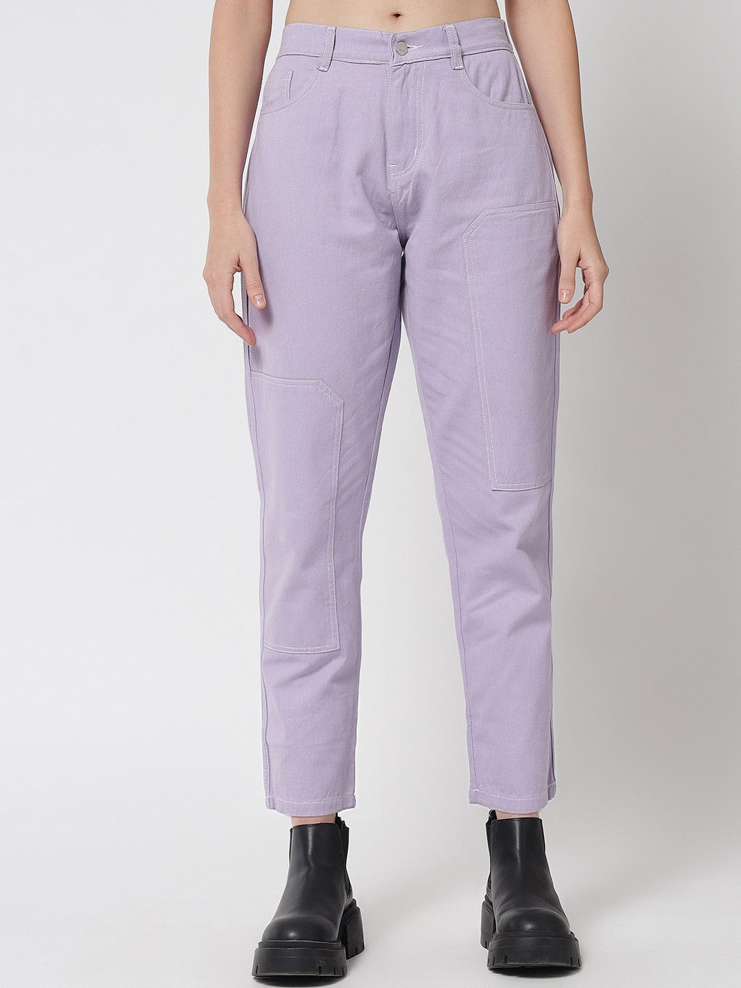 

River Of Design Jeans Women Boyfriend Fit High-Rise Jeans, Purple