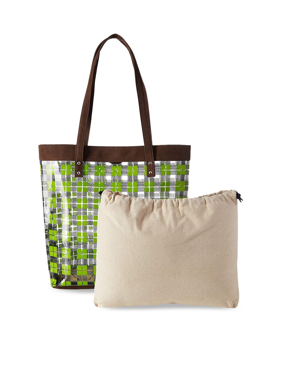 

Kanvas Katha Checked Shopper Shoulder Bag, White