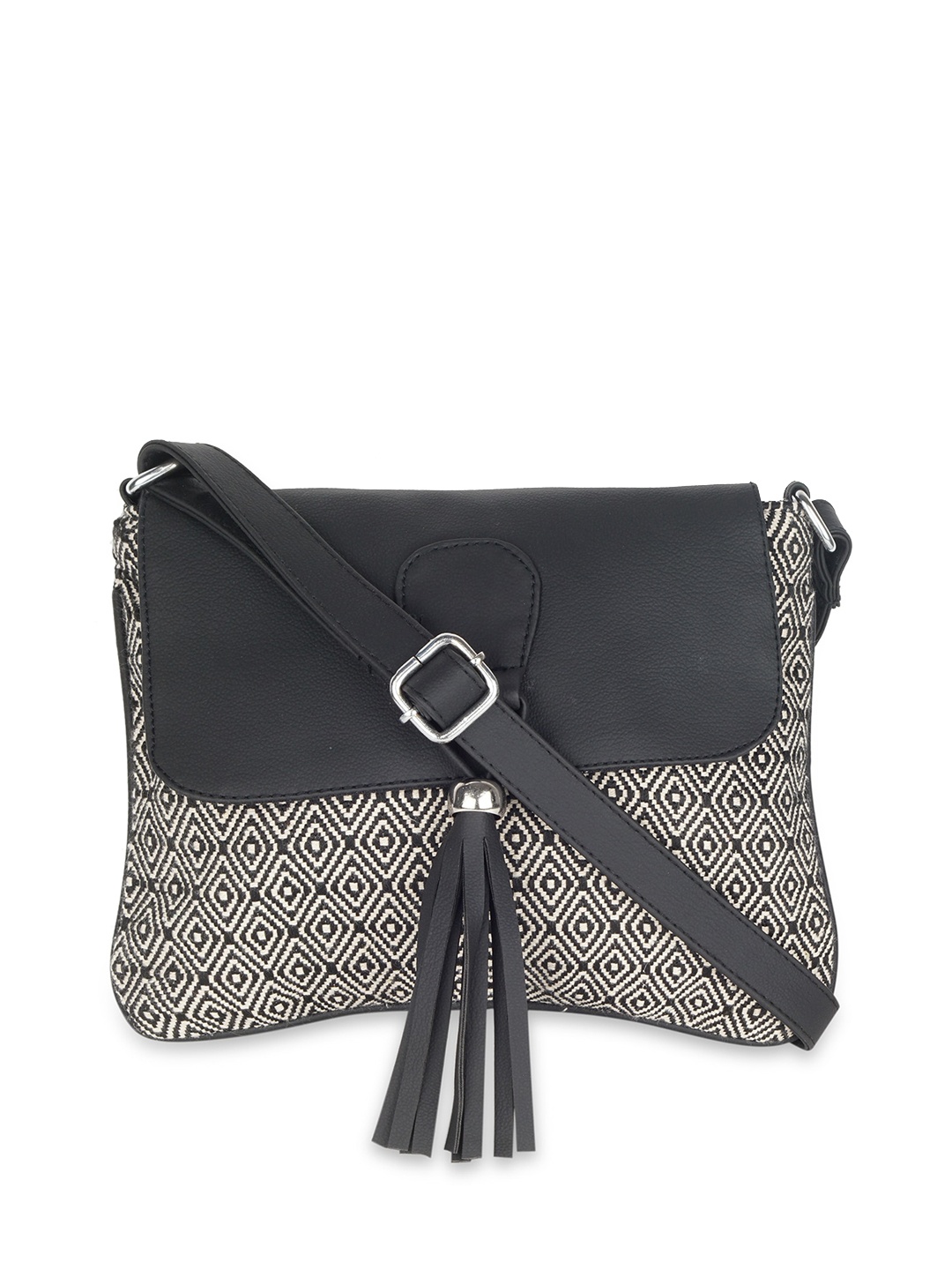 

Kanvas Katha Geometric Shopper Sling Bag, Black