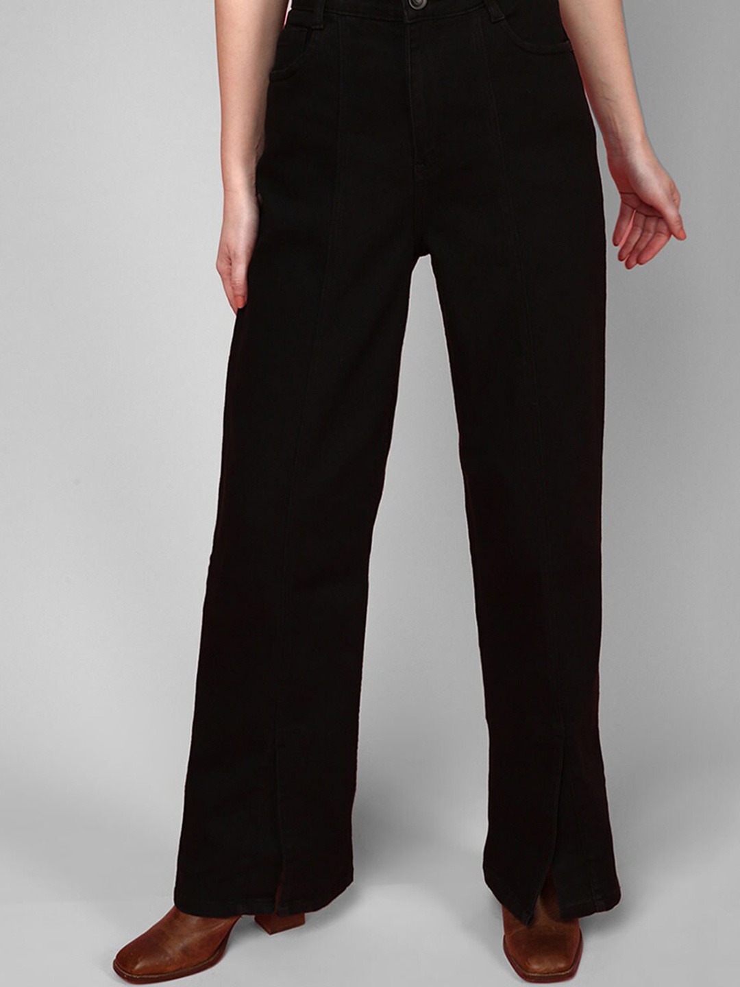 

JUNEBERRY Women Original Relaxed Fit High-Rise Cotton Stretchable Jeans, Black