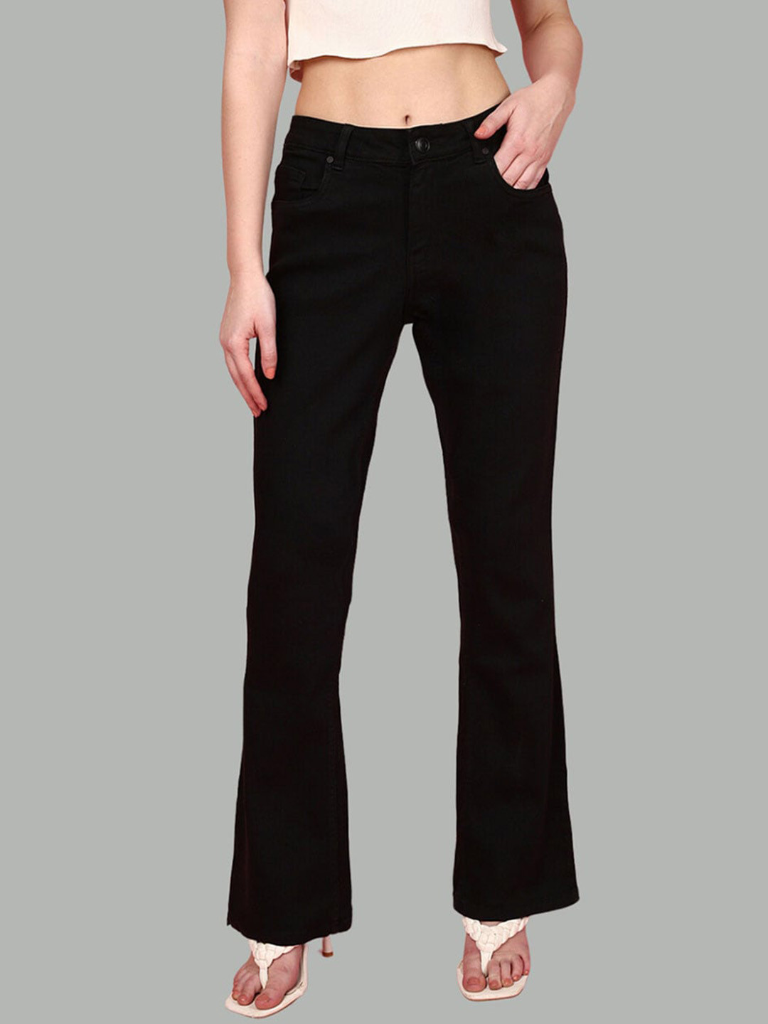 

JUNEBERRY Women Original Bootcut Clean Look Stretchable Jeans, Black