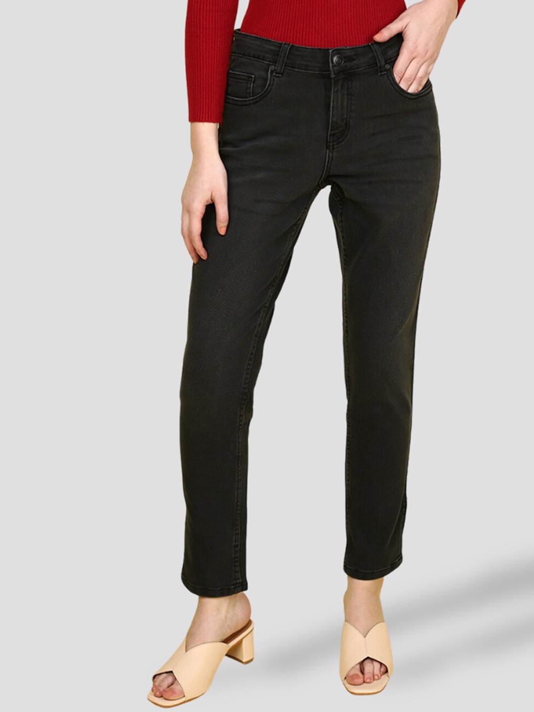 

JUNEBERRY Women Original Clean Look Slim Fit Stretchable Jeans, Black