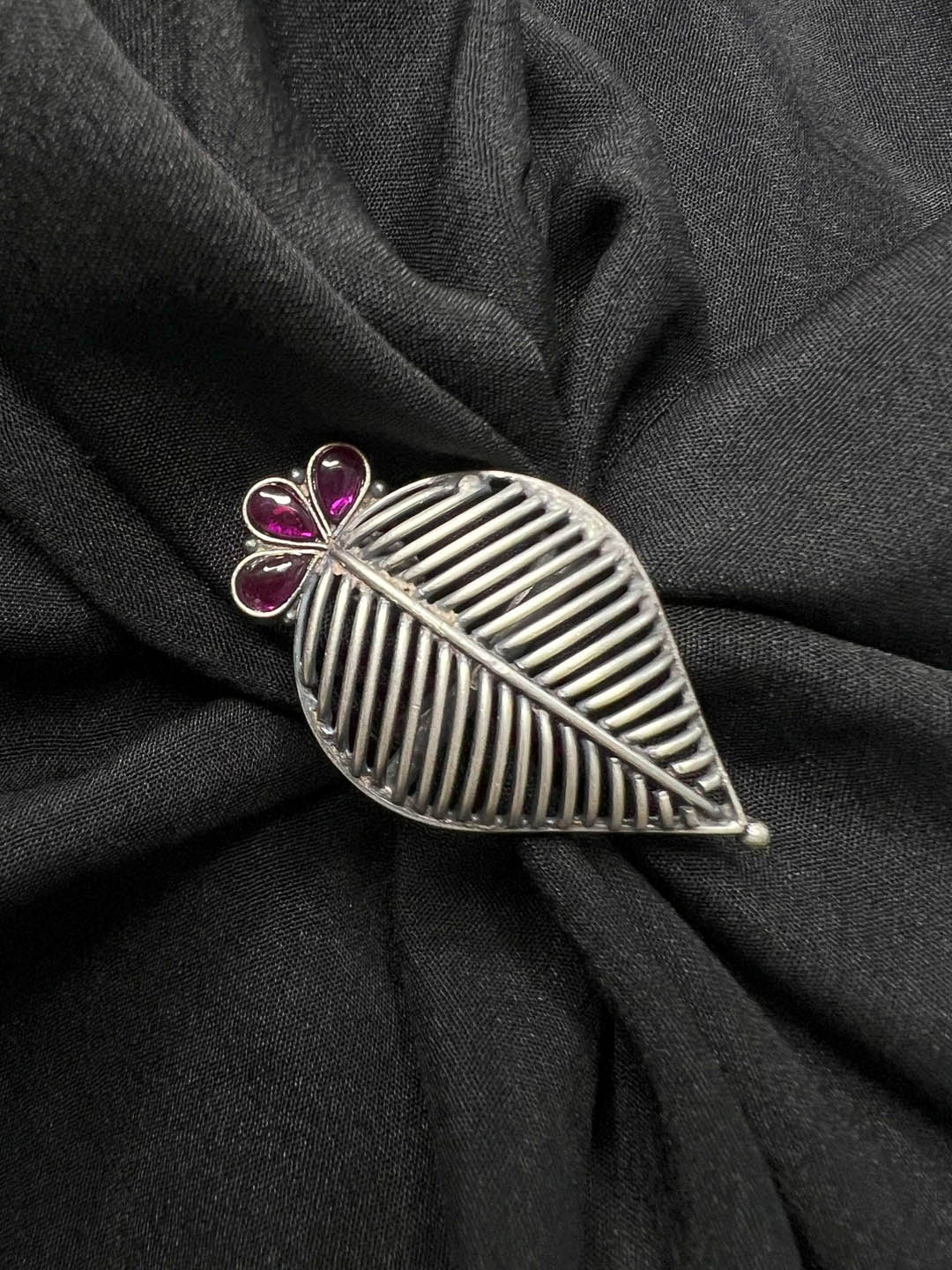 

Arte Jewels Silver-Plated Stone-Studded Adjustable Finger Ring