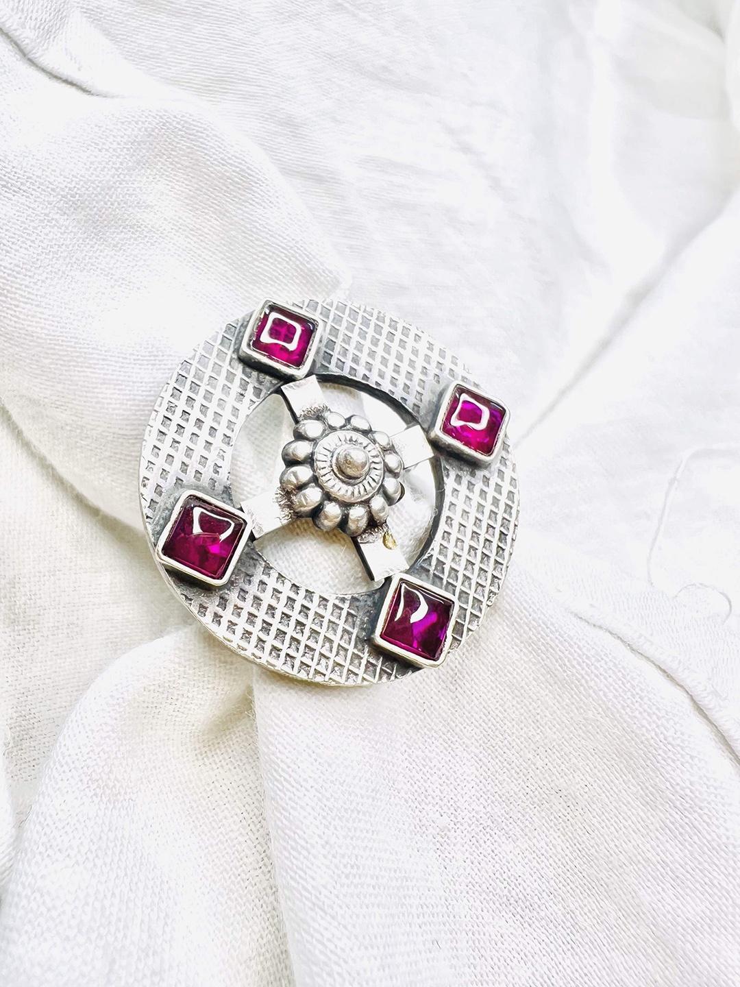 

Arte Jewels Silver-Plated Stone Studded Finger Ring