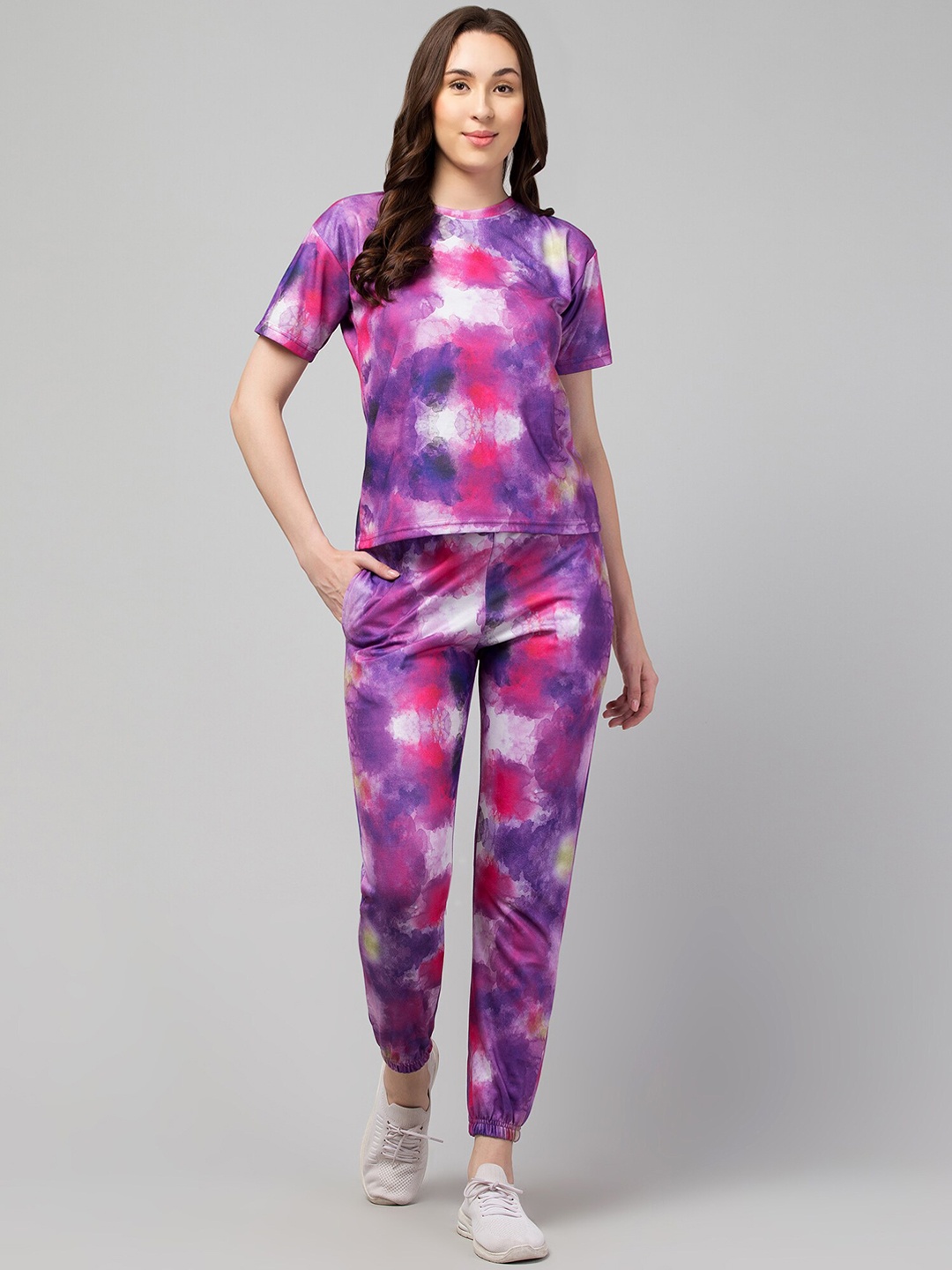

FFLIRTYGO Tie & Dye T-shirt With Joggers, Pink